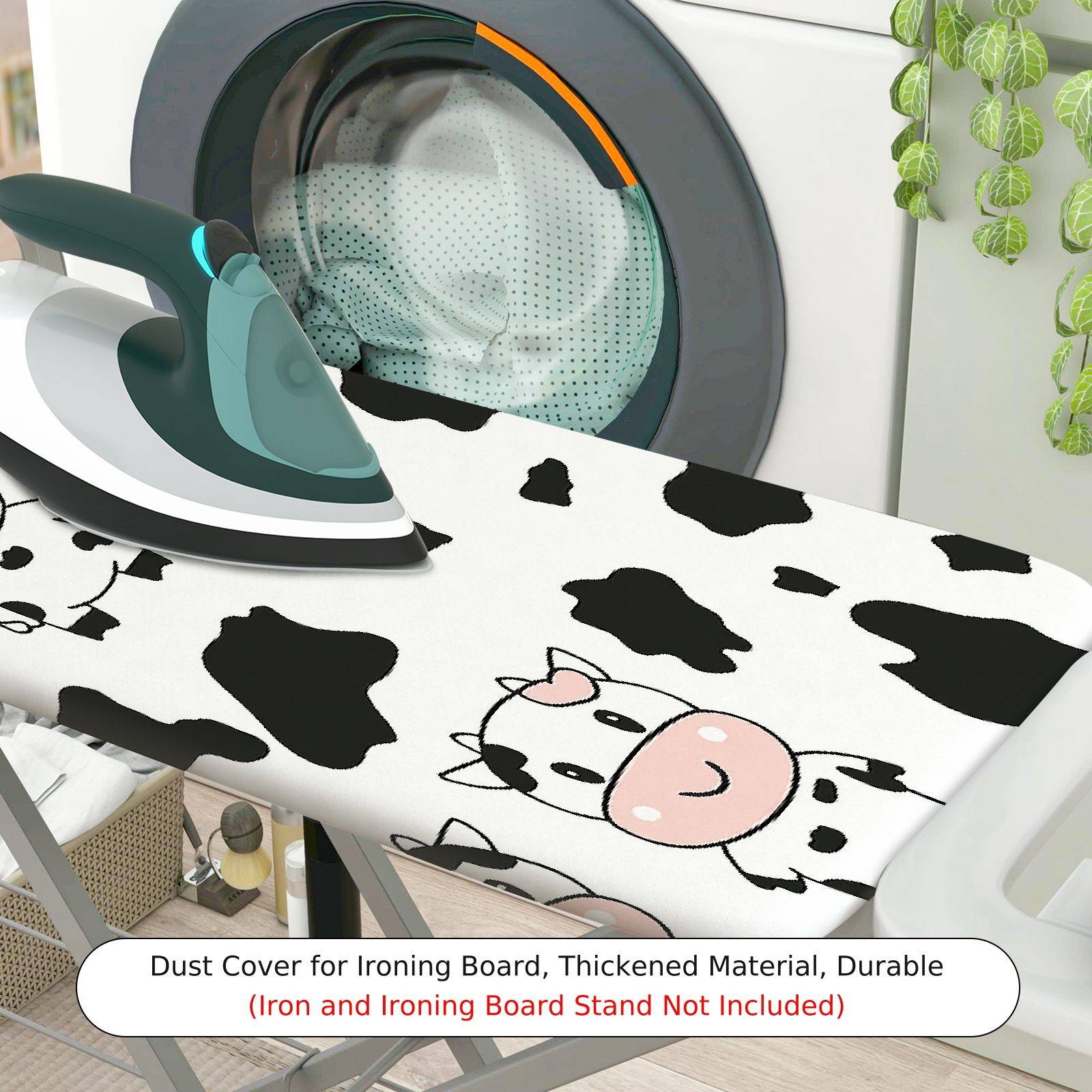 1-Piece Cow Animal Black White  Ironing Board Cover, Universal Size, Without Board