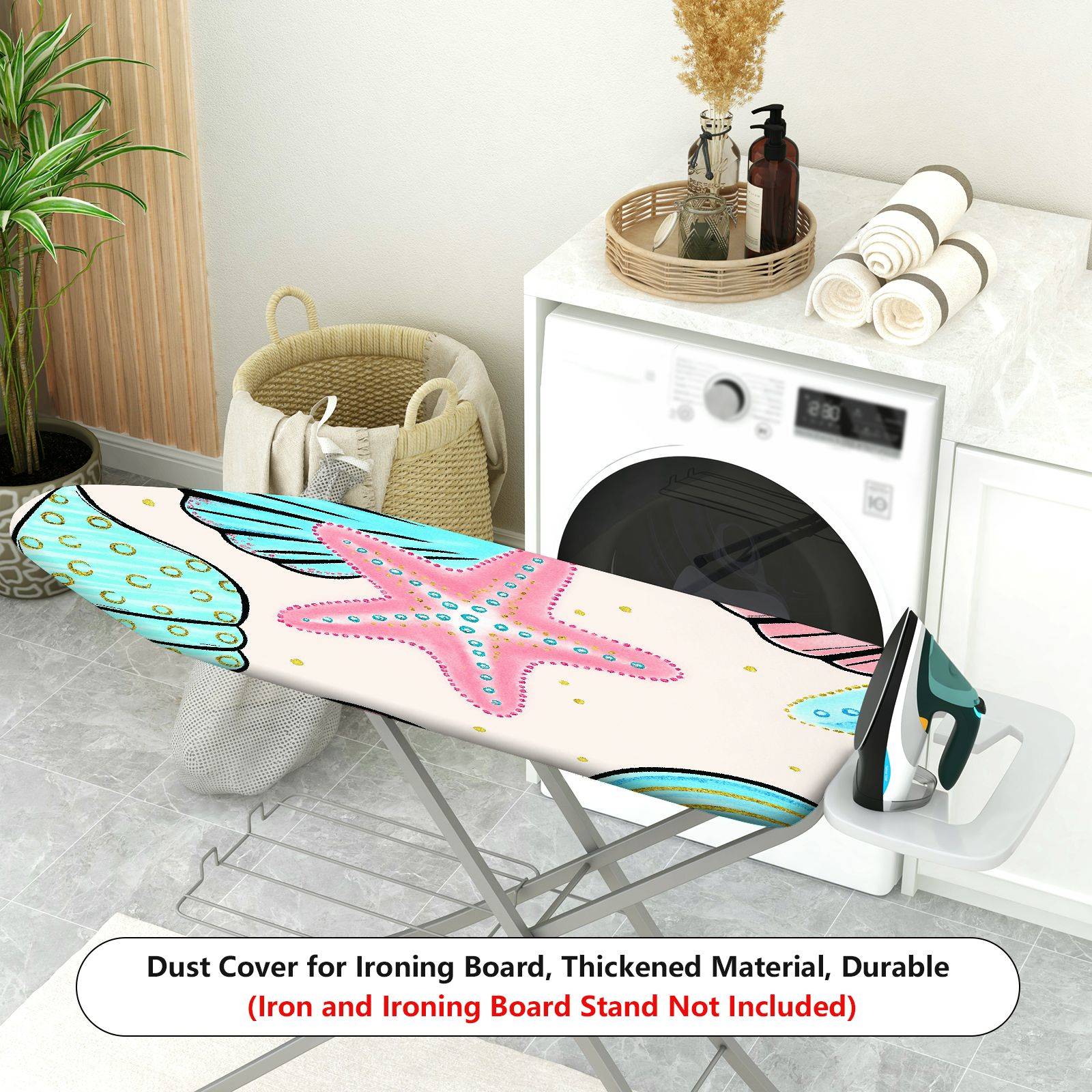 1-Piece Shell Starfish Ocean  Ironing Board Cover, Universal Size, Without Board
