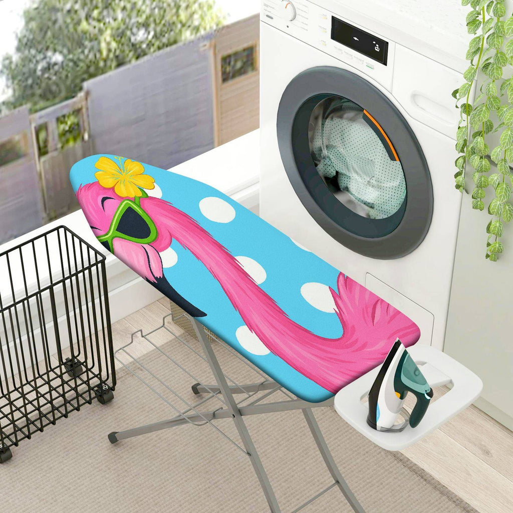1-Piece Pink Flamingo Dot Flower  Ironing Board Cover, Universal Size, Without Board