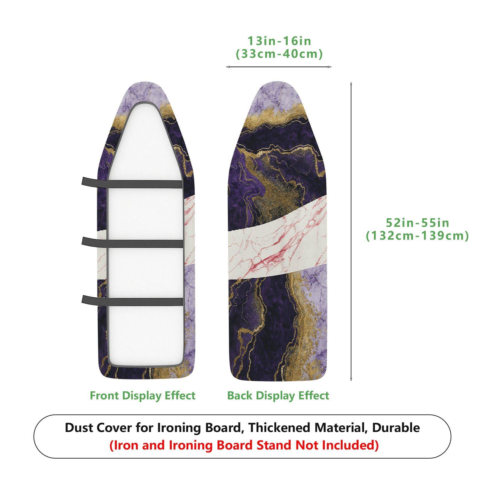 1-Piece Abstract Marble Purple White Gold  Ironing Board Cover, Universal Size, Without Board