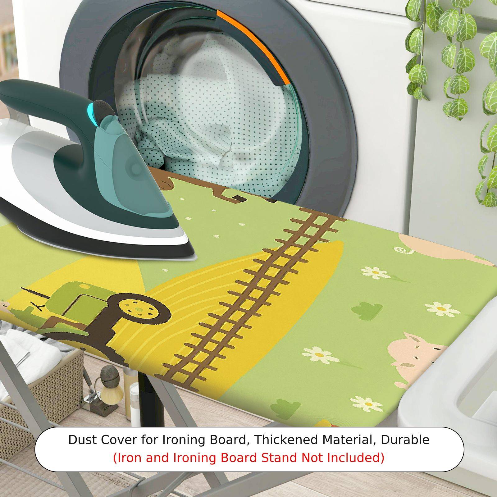 1-Piece Farm Tractor Animal  Ironing Board Cover, Universal Size, Without Board