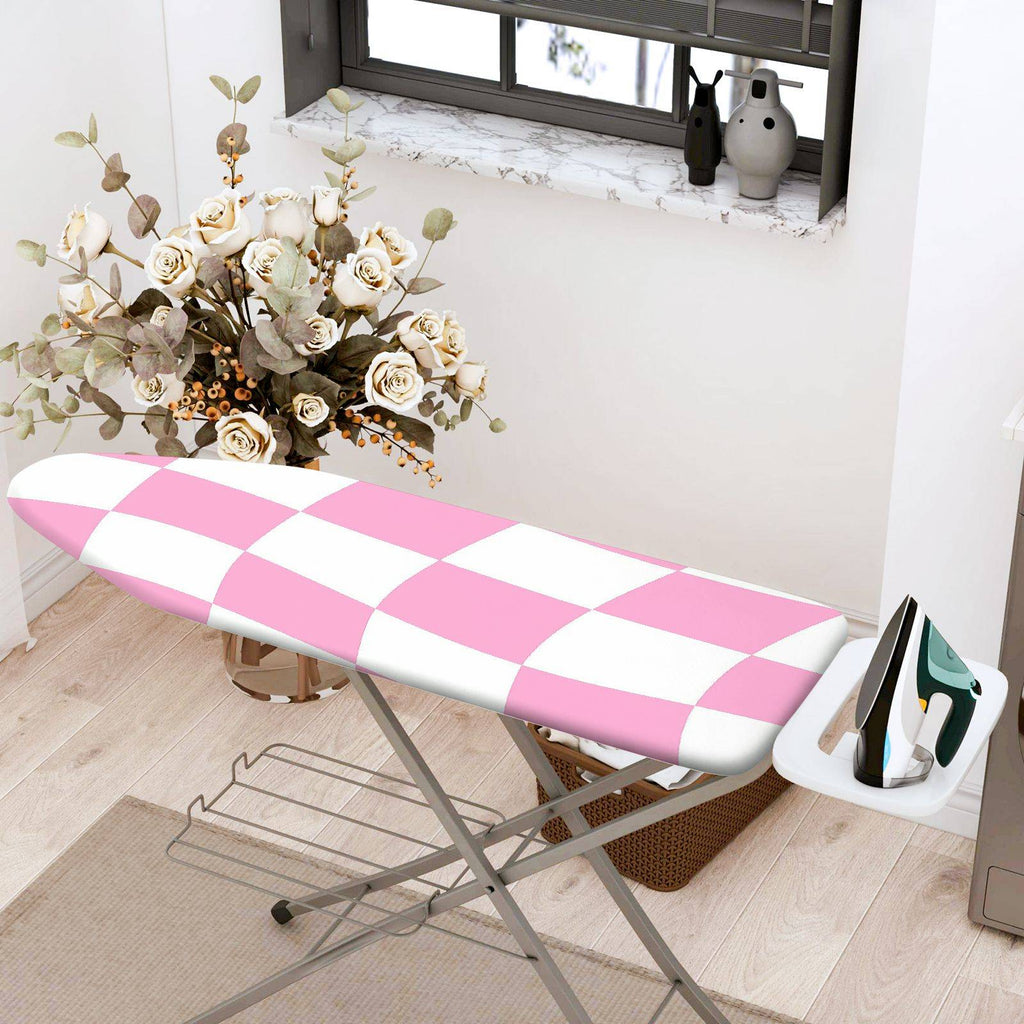 1-Piece Pink Checkerboard Geometric Pattern  Ironing Board Cover, Universal Size, Without Board