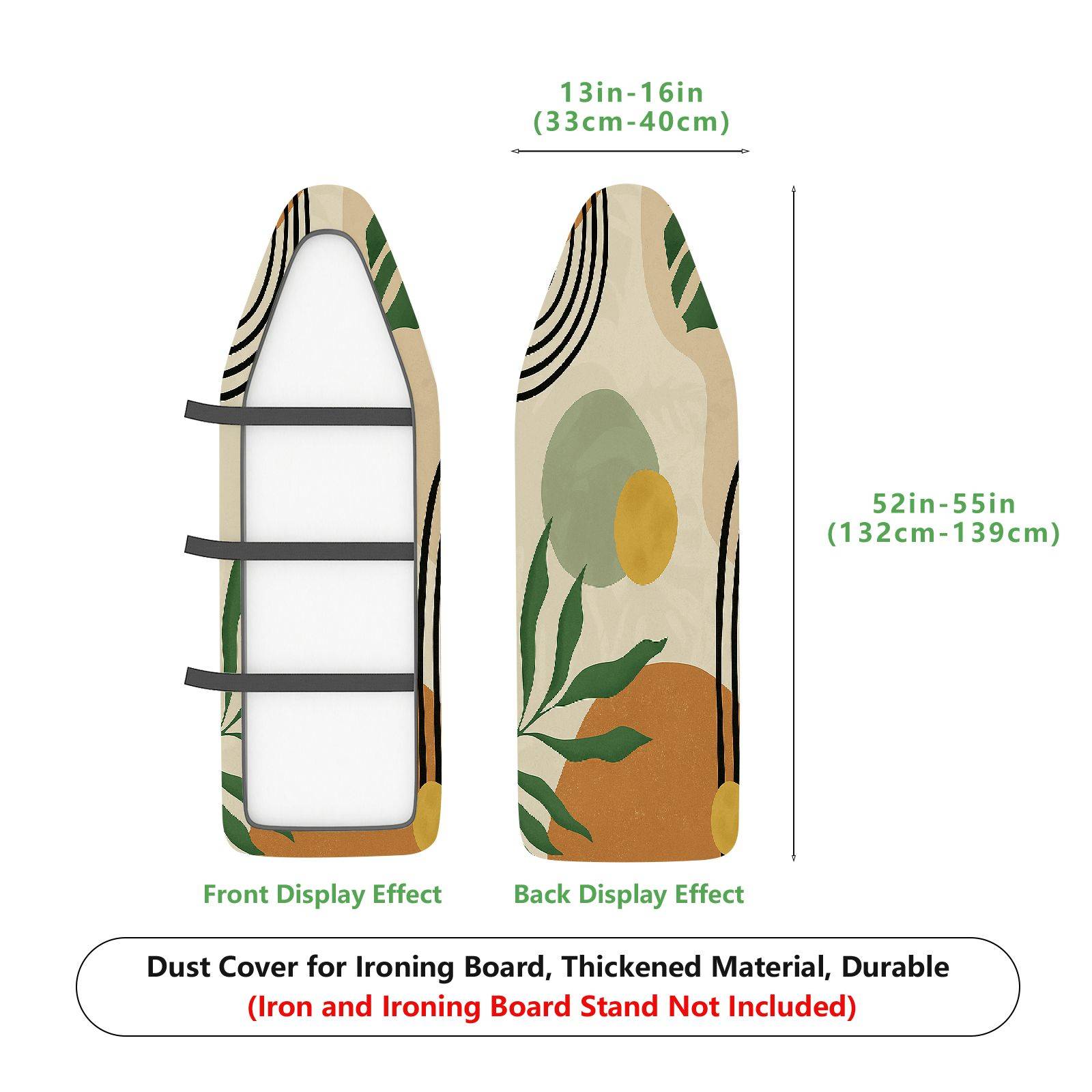 1-Piece Abstract Botanical Stripe  Ironing Board Cover, Universal Size, Without Board