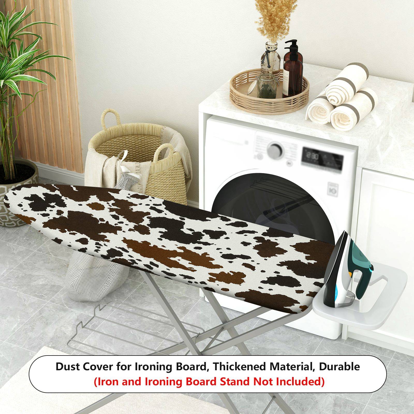 1-Piece Cow Pattern Animal Print Brown Black Theme  Ironing Board Cover, Universal Size, Without Board