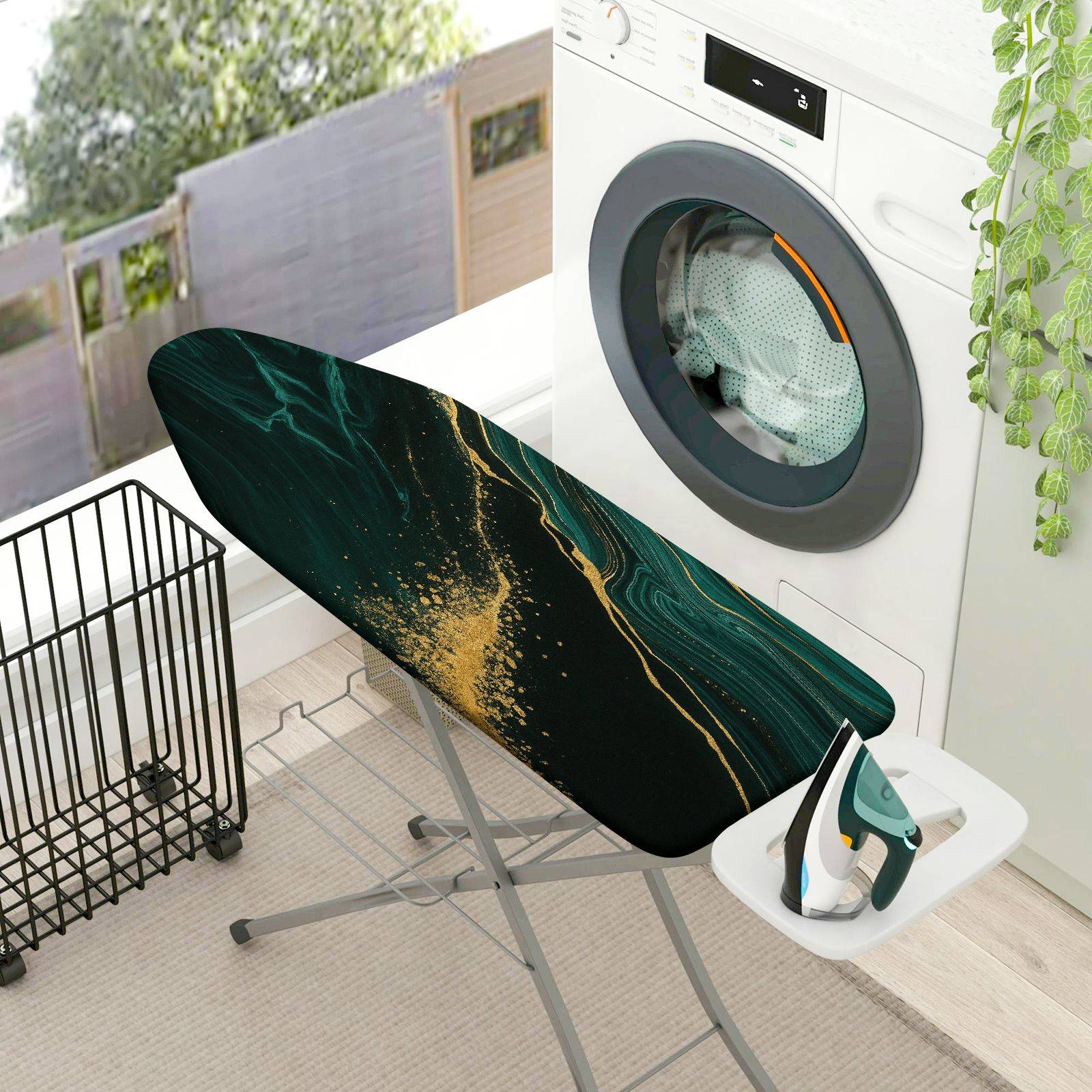 1-Piece Abstract Swirl Gold  Ironing Board Cover, Universal Size, Without Board