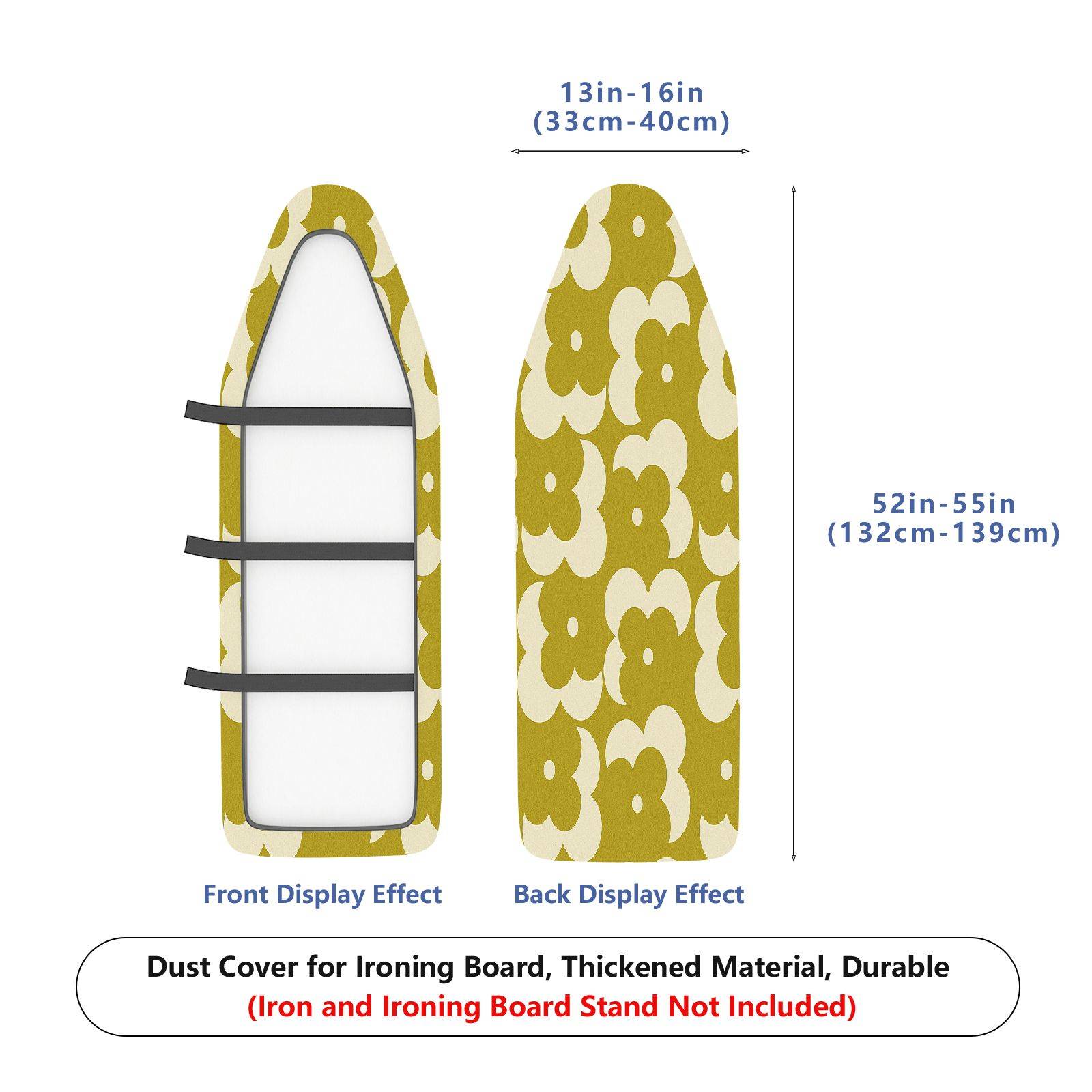 1-Piece Floral Green White Retro  Ironing Board Cover, Universal Size, Without Board