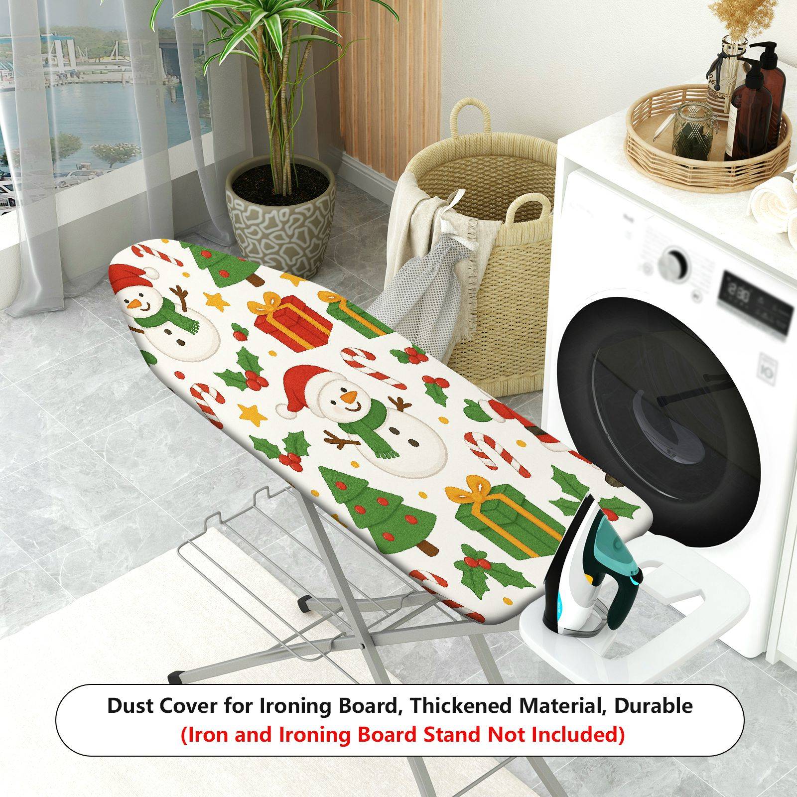 1-Piece Christmas Snowman Gift  Ironing Board Cover, Universal Size, Without Board