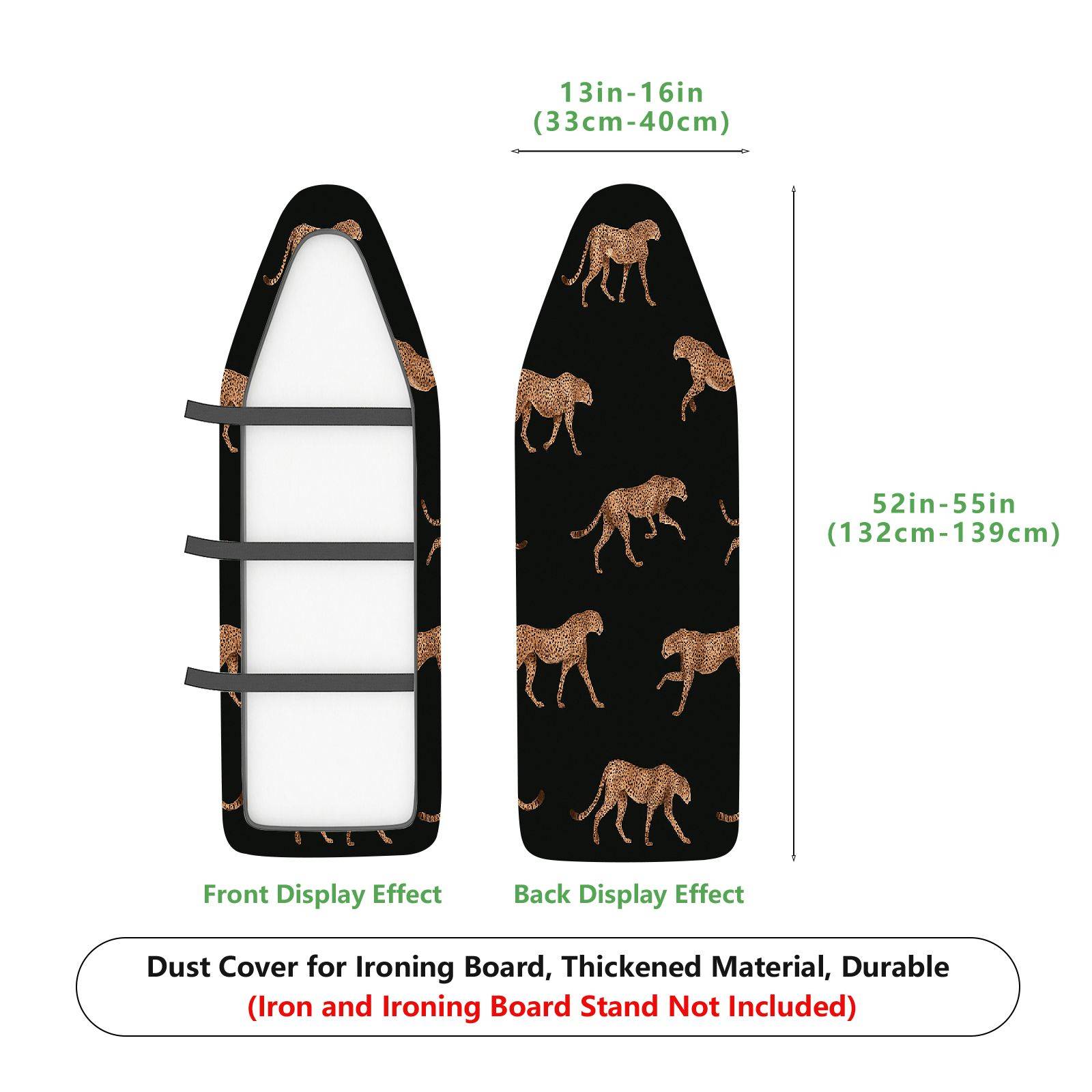1-Piece Leopard Print Black Pattern Animal  Ironing Board Cover, Universal Size, Without Board