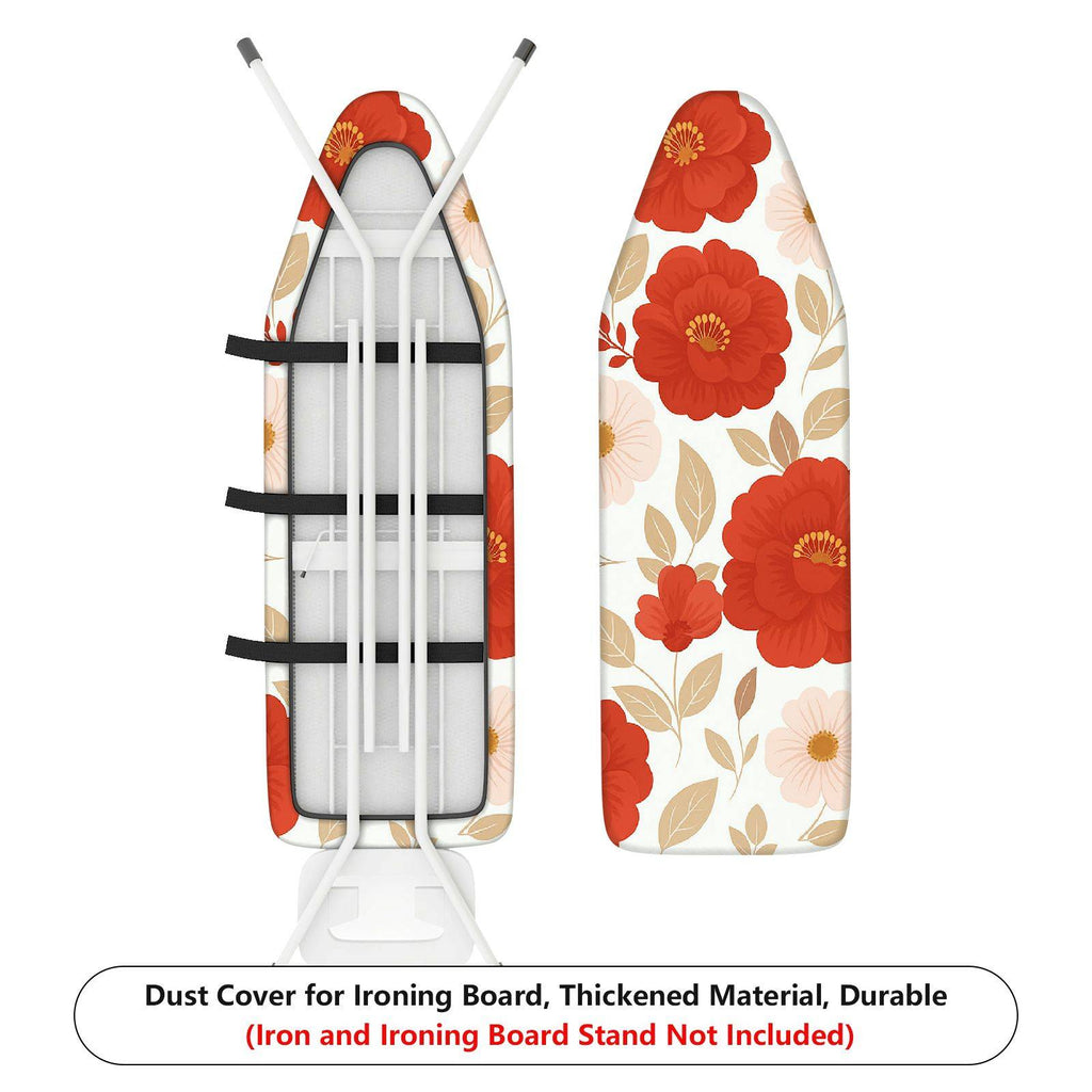 1-Piece Floral Red Beige  Ironing Board Cover, Universal Size, Without Board