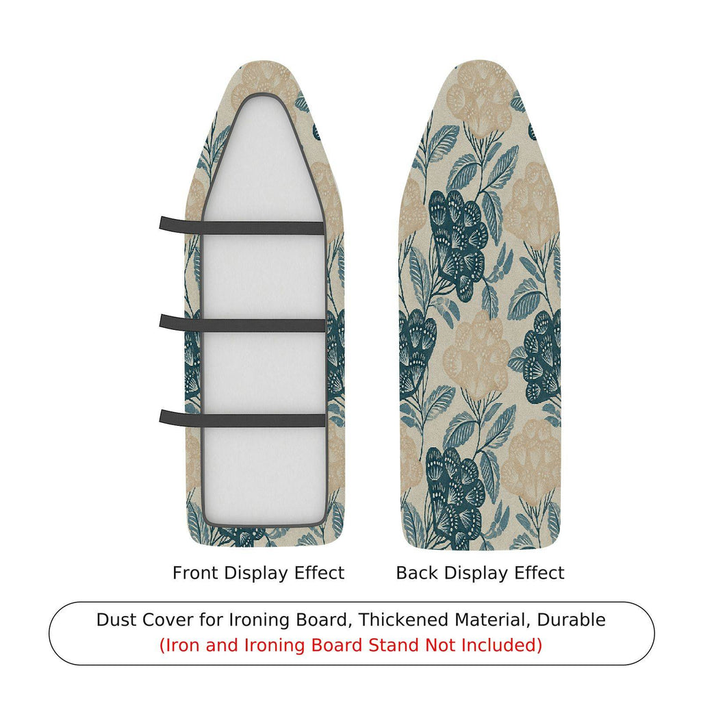 1-Piece Floral Leaf Beige Blue  Ironing Board Cover, Universal Size, Without Board