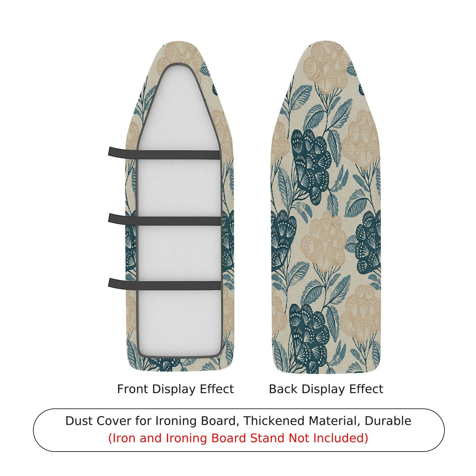 1-Piece Floral Leaf Beige Blue  Ironing Board Cover, Universal Size, Without Board
