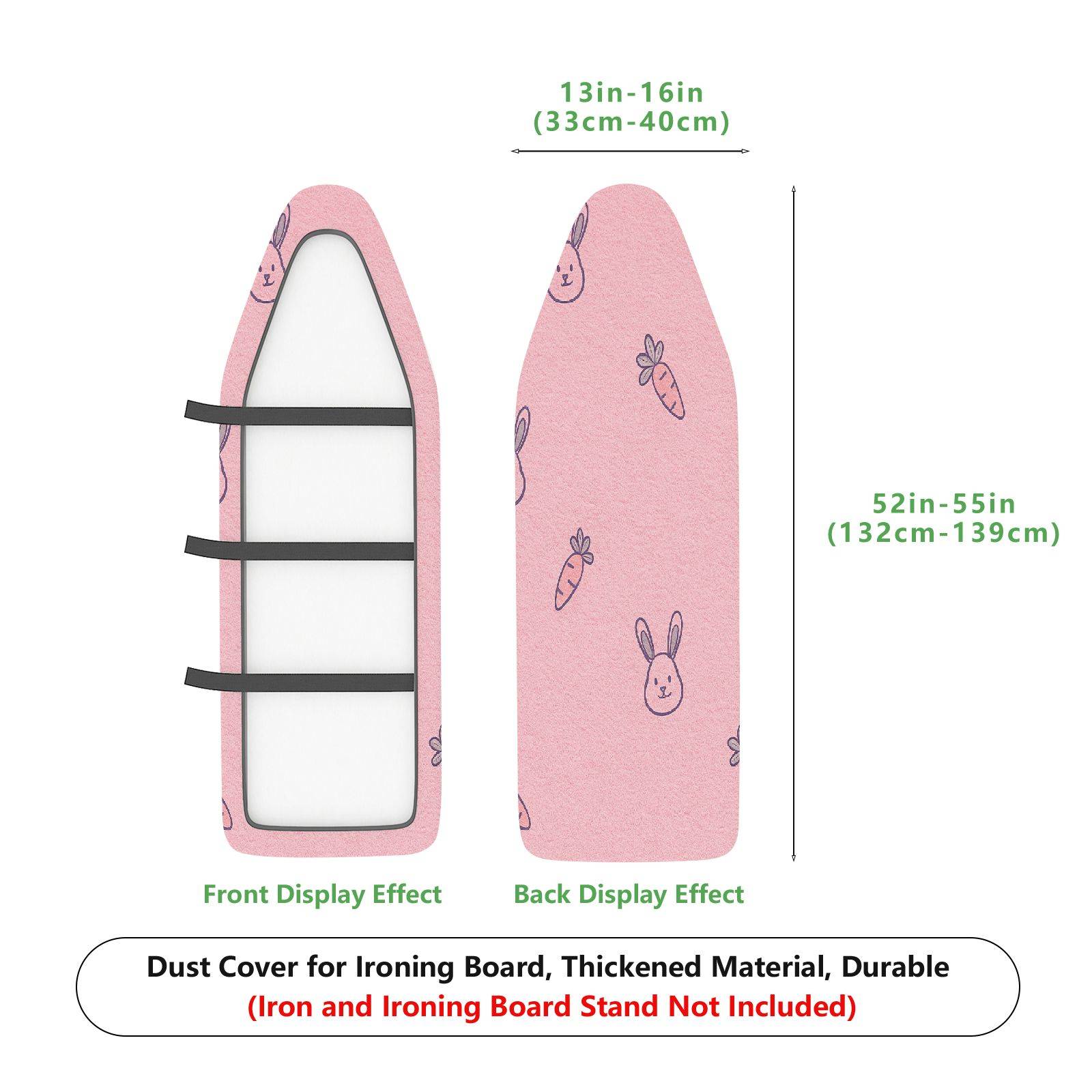 1-Piece Bunny Carrot Pink  Ironing Board Cover, Universal Size, Without Board