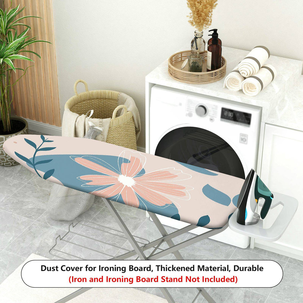 1-Piece Floral Pattern Blue Beige Leaves  Ironing Board Cover, Universal Size, Without Board
