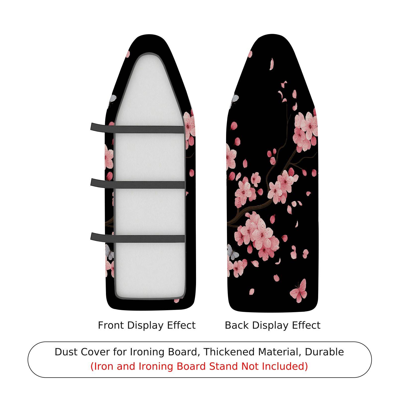 1-Piece Cherry Blossom Pink Floral Black  Ironing Board Cover, Universal Size, Without Board