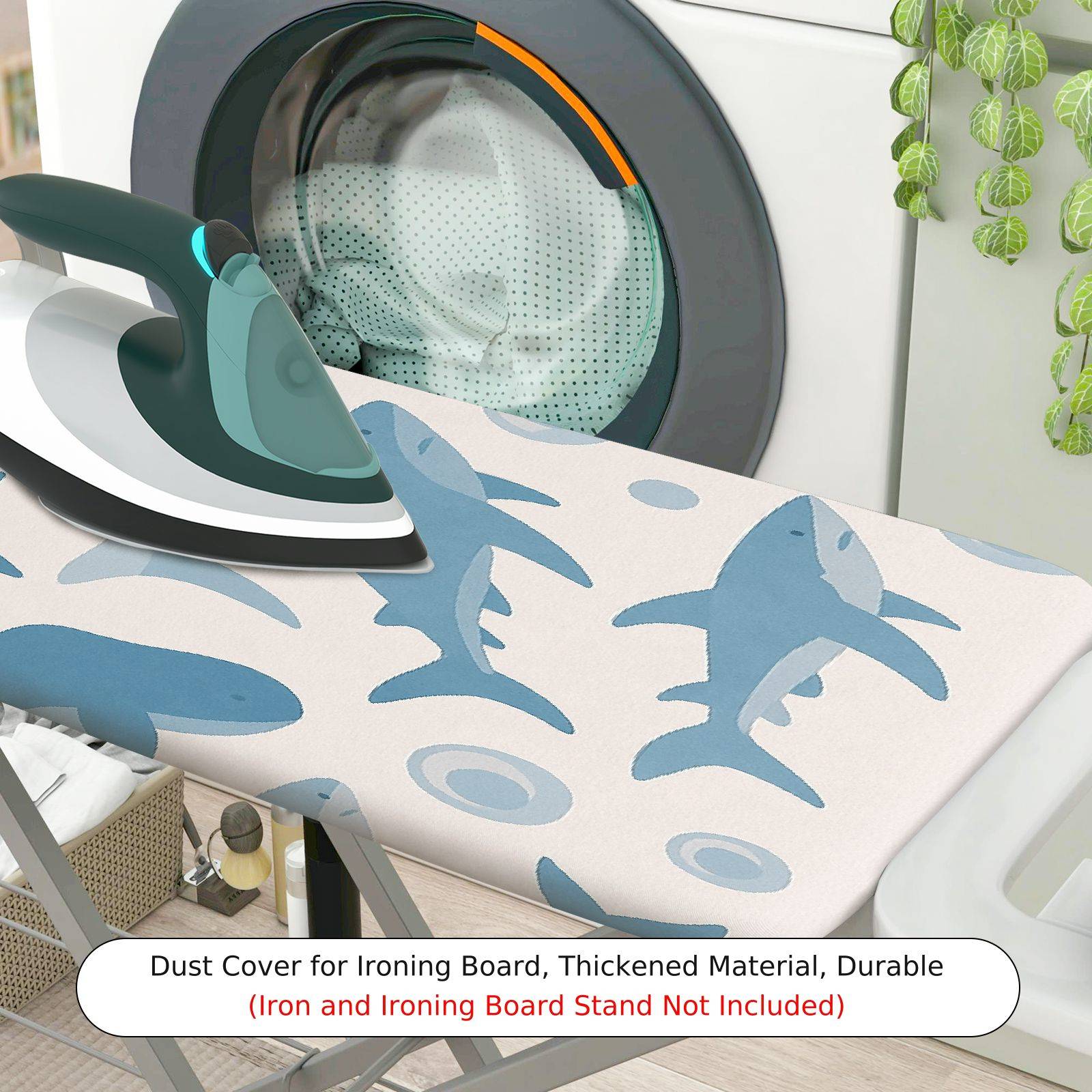 1-Piece Ocean Aquatic Dolphin  Ironing Board Cover, Universal Size, Without Board