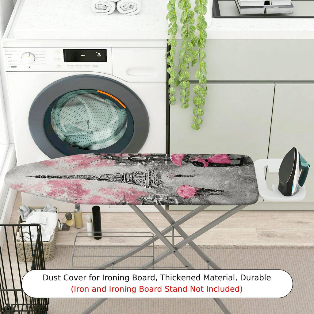 1-Piece Paris Eiffel Tower Pink Umbrellas  Ironing Board Cover, Universal Size, Without Board