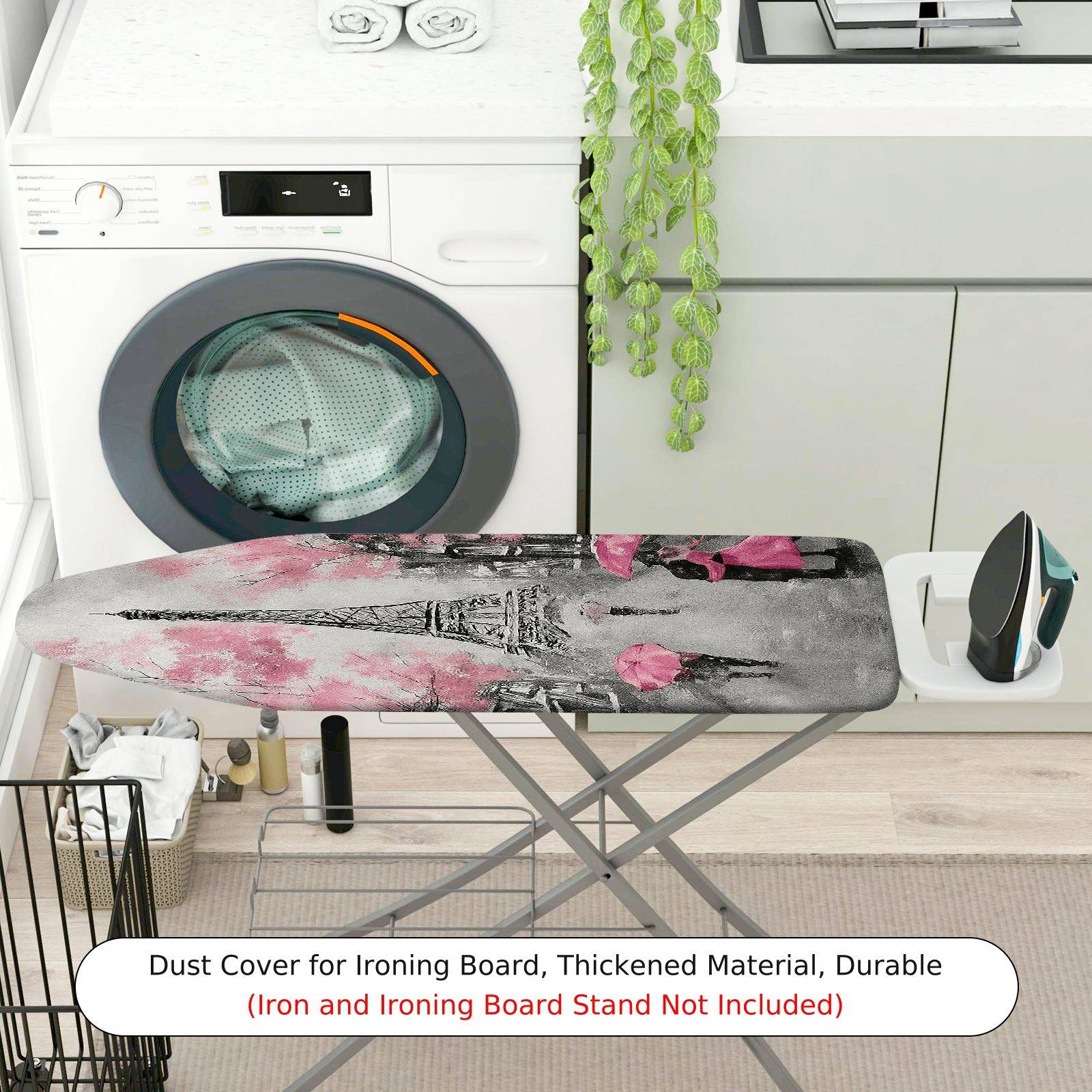 1-Piece Paris Eiffel Tower Pink Umbrellas  Ironing Board Cover, Universal Size, Without Board