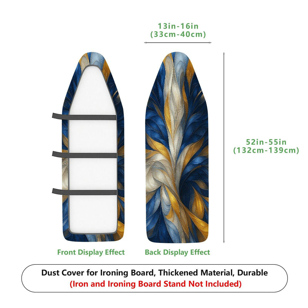 1-Piece Abstract Swirl Blue Gold  Ironing Board Cover, Universal Size, Without Board
