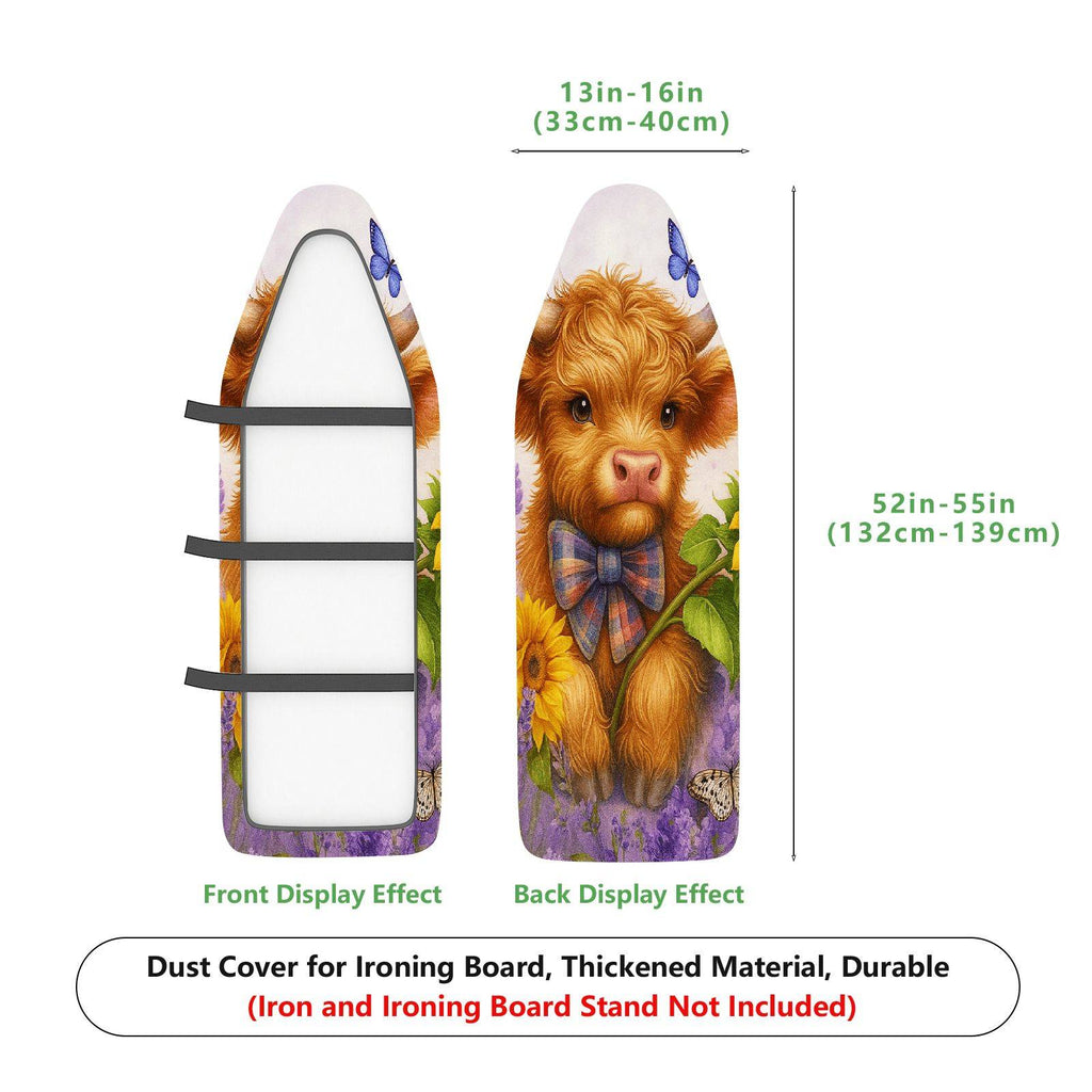 1-Piece Cow Art Floral Animal  Ironing Board Cover, Universal Size, Without Board