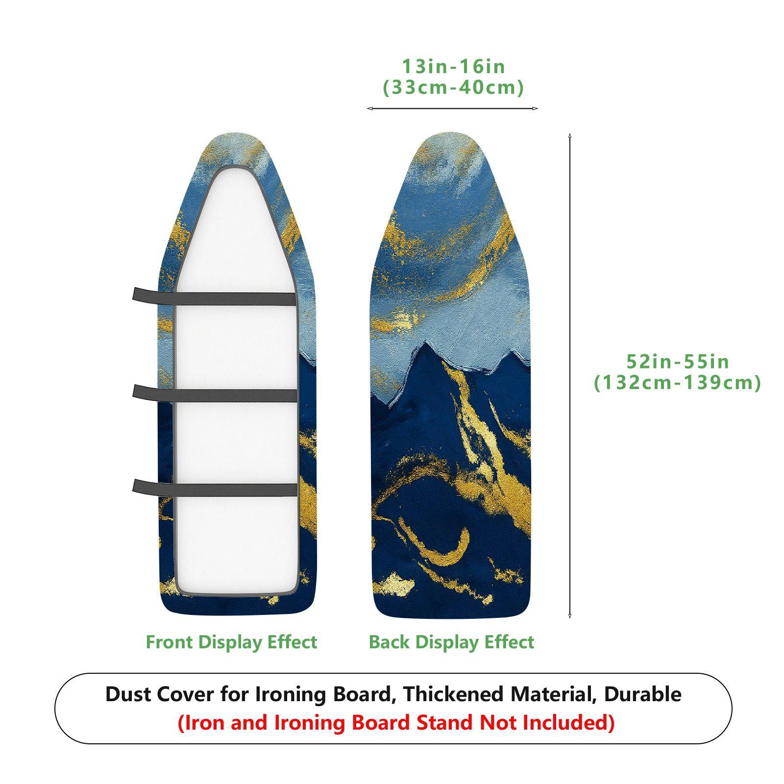 1-Piece Abstract Marble Gold Blue  Ironing Board Cover, Universal Size, Without Board