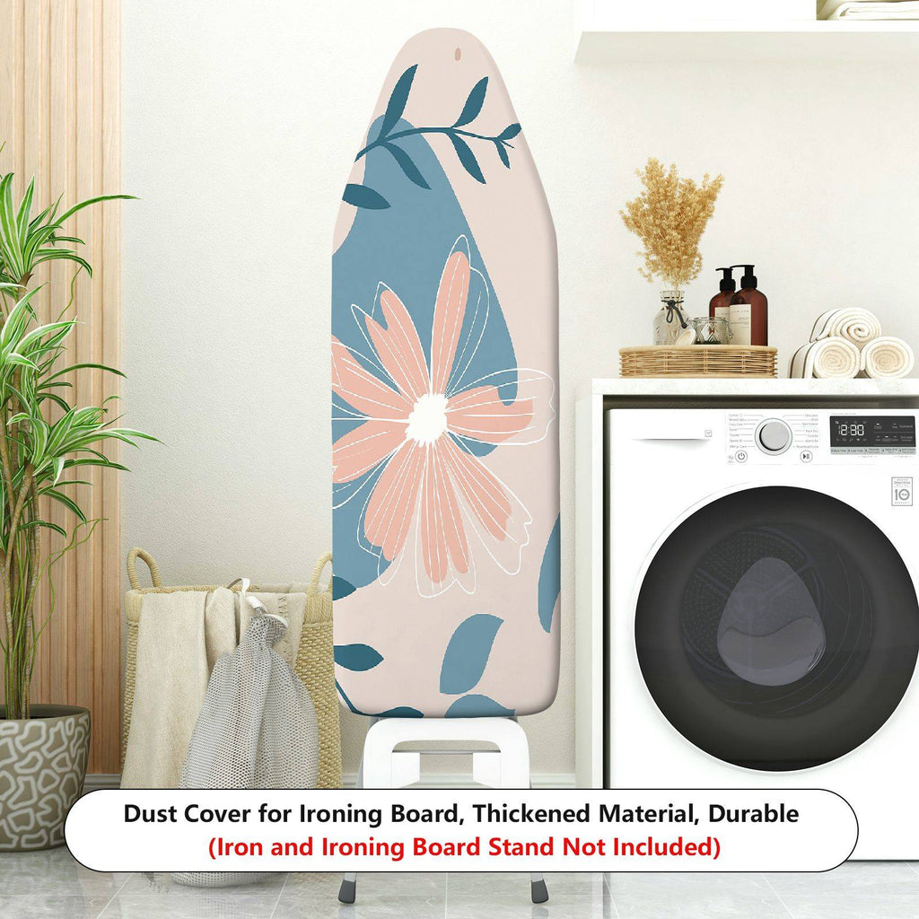 1-Piece Floral Pattern Blue Beige Leaves  Ironing Board Cover, Universal Size, Without Board