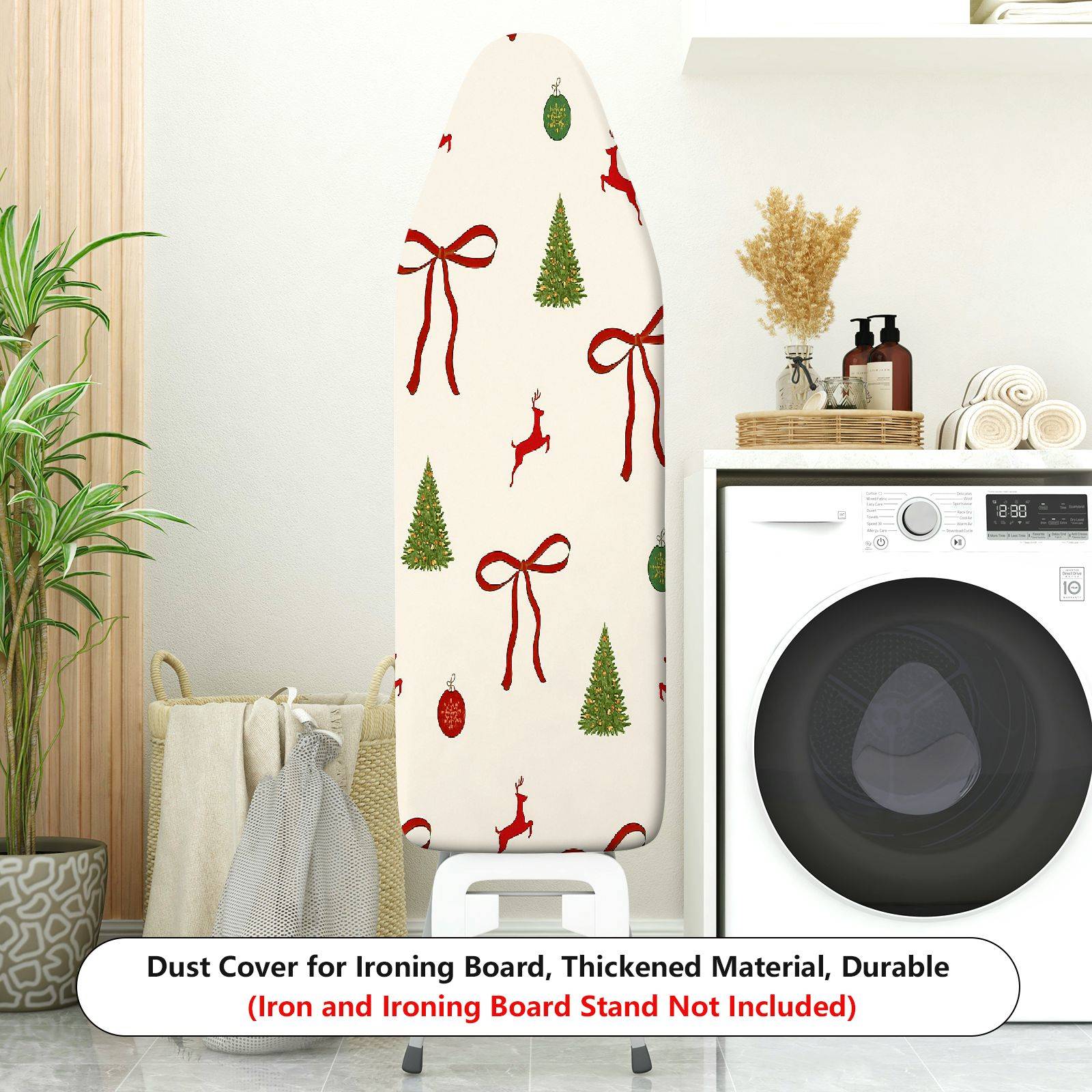 1-Piece Christmas Deer Tree Bow  Ironing Board Cover, Universal Size, Without Board