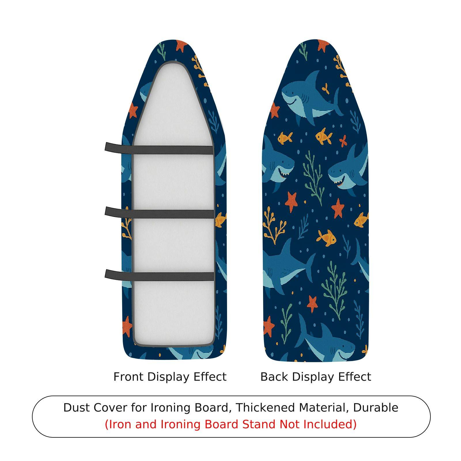1-Piece Shark Ocean Fish  Ironing Board Cover, Universal Size, Without Board
