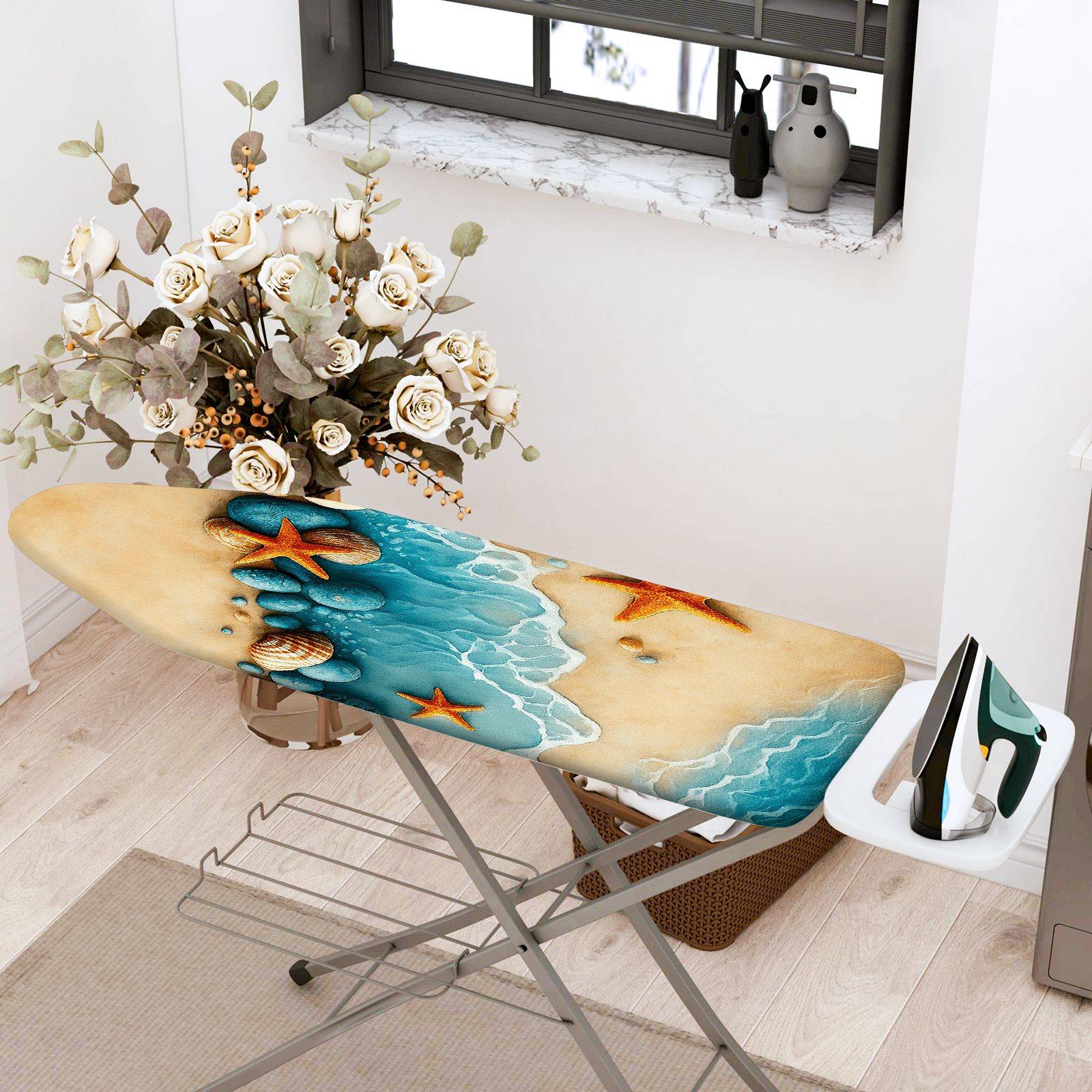 1-Piece Starfish Ocean Beach  Ironing Board Cover, Universal Size, Without Board