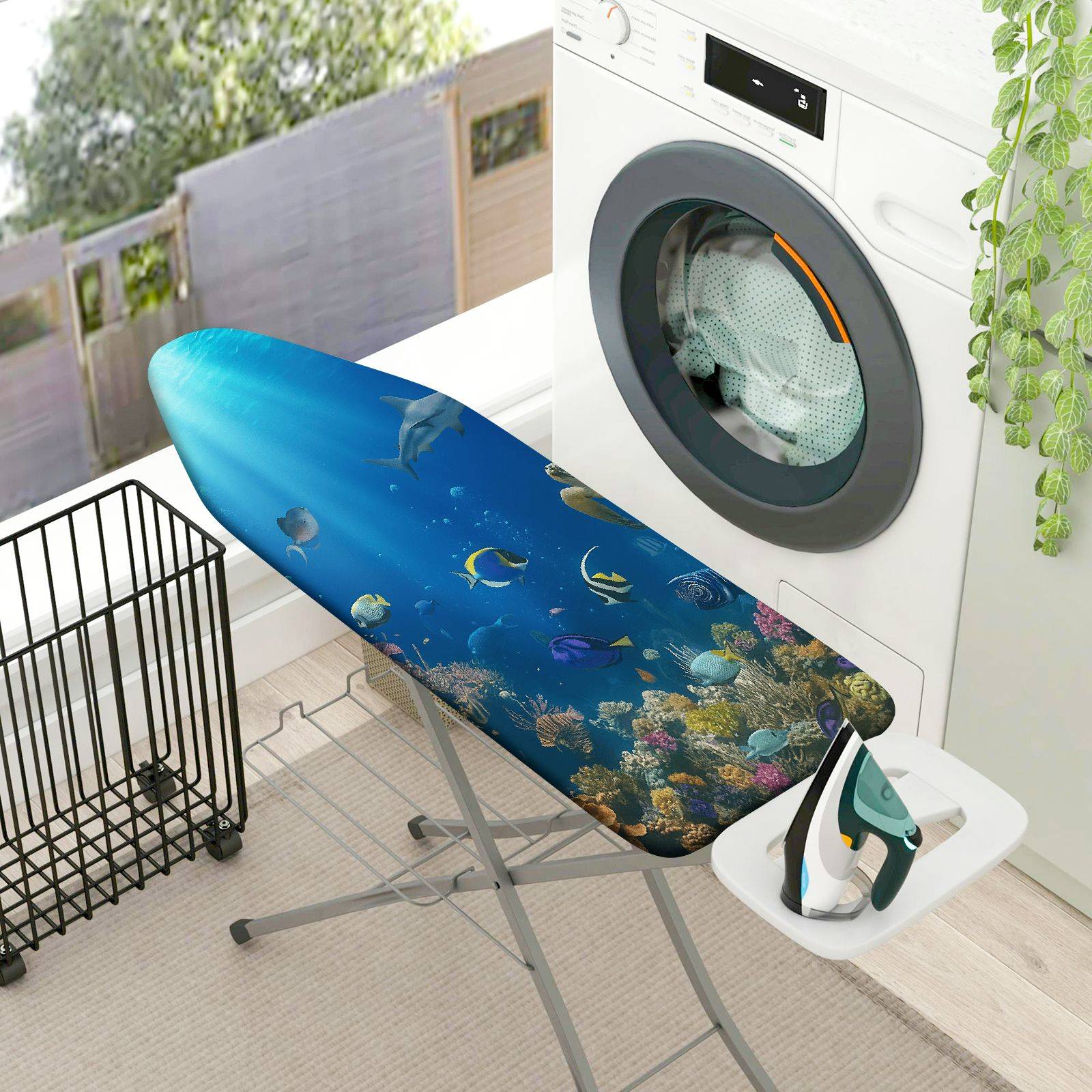 1-Piece Ocean Fish Coral  Ironing Board Cover, Universal Size, Without Board