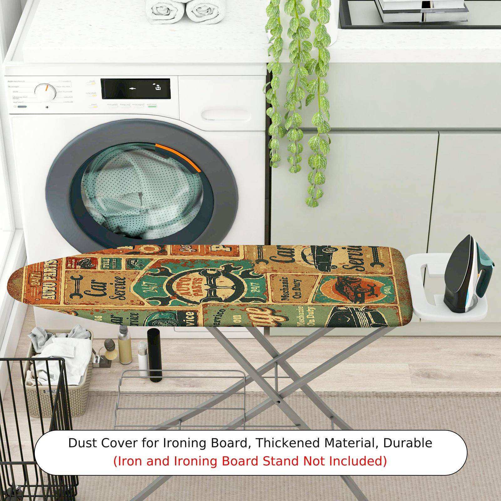 1-Piece Retro Car Service Vintage  Ironing Board Cover, Universal Size, Without Board