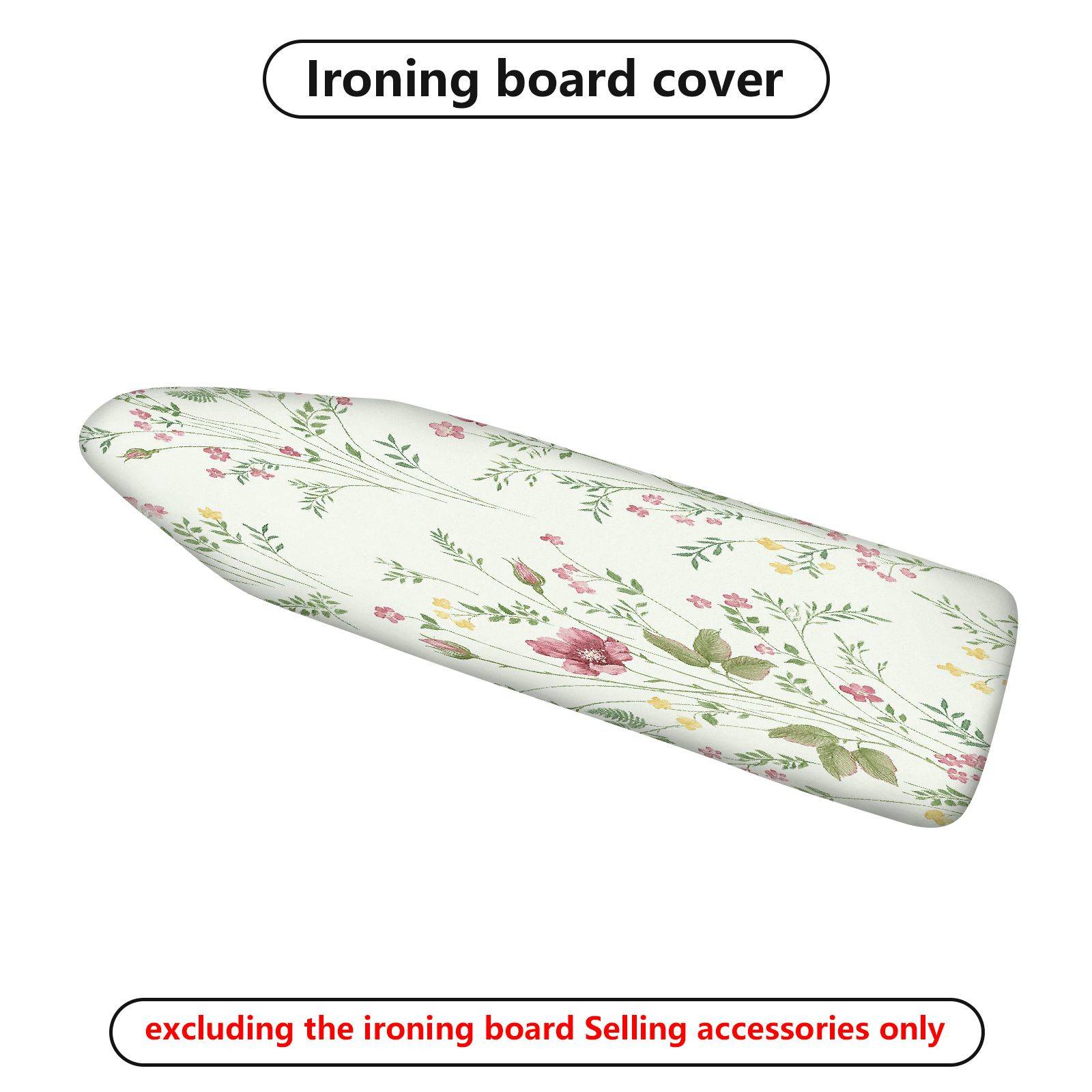 1-Piece Floral Green Pink Flower  Ironing Board Cover, Universal Size, Without Board