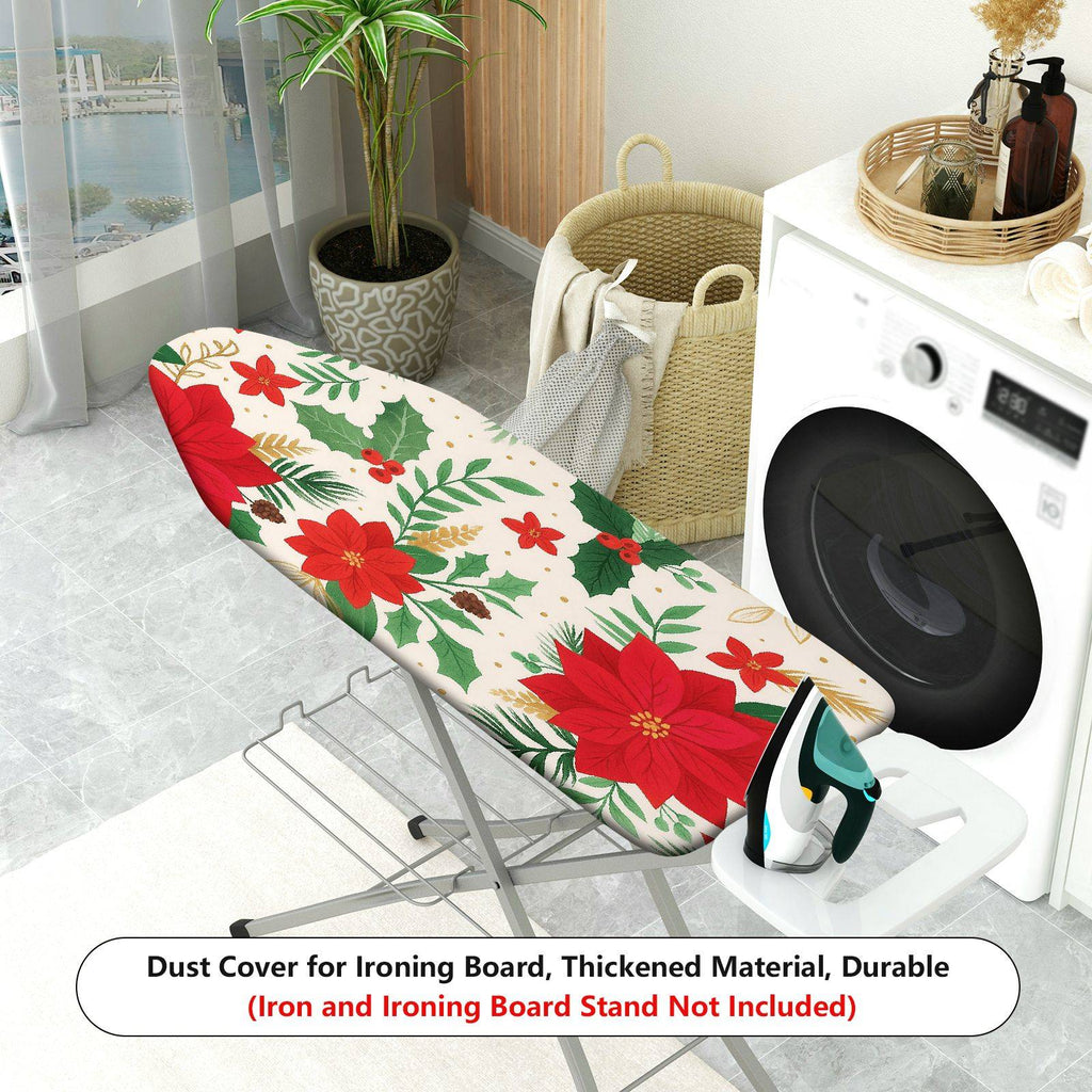 1-Piece Christmas Poinsettia Holiday  Ironing Board Cover, Universal Size, Without Board