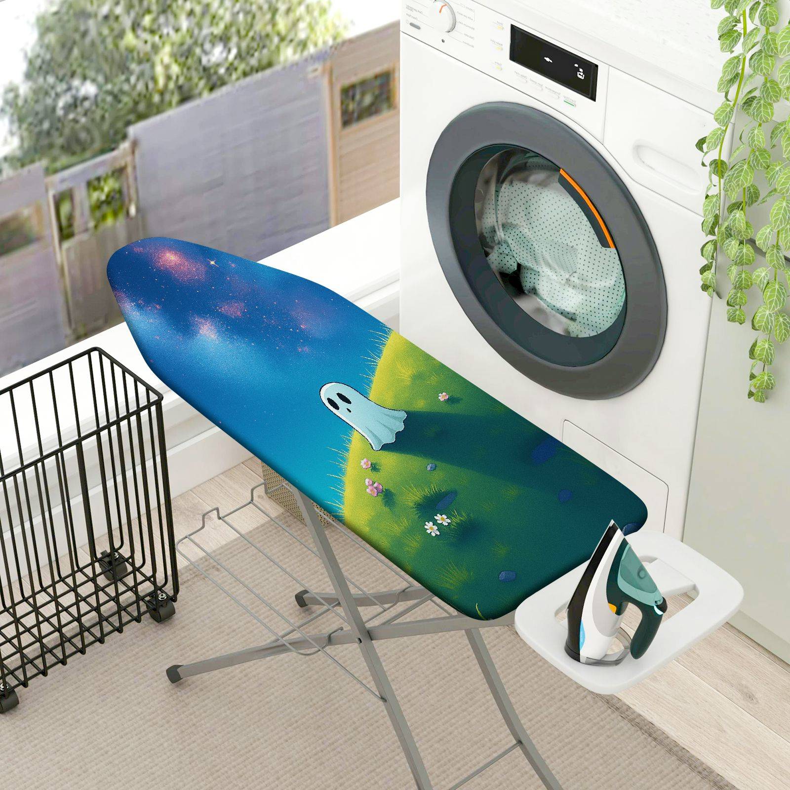 1-Piece Night Sky Ghost Animal  Ironing Board Cover, Universal Size, Without Board