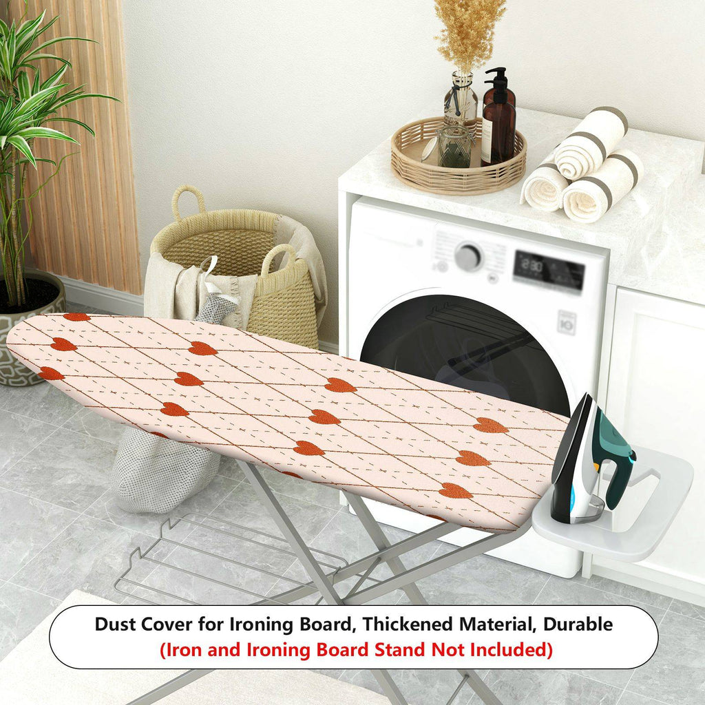 1-Piece Heart Printed Diamond Pattern Beige  Ironing Board Cover, Universal Size, Without Board