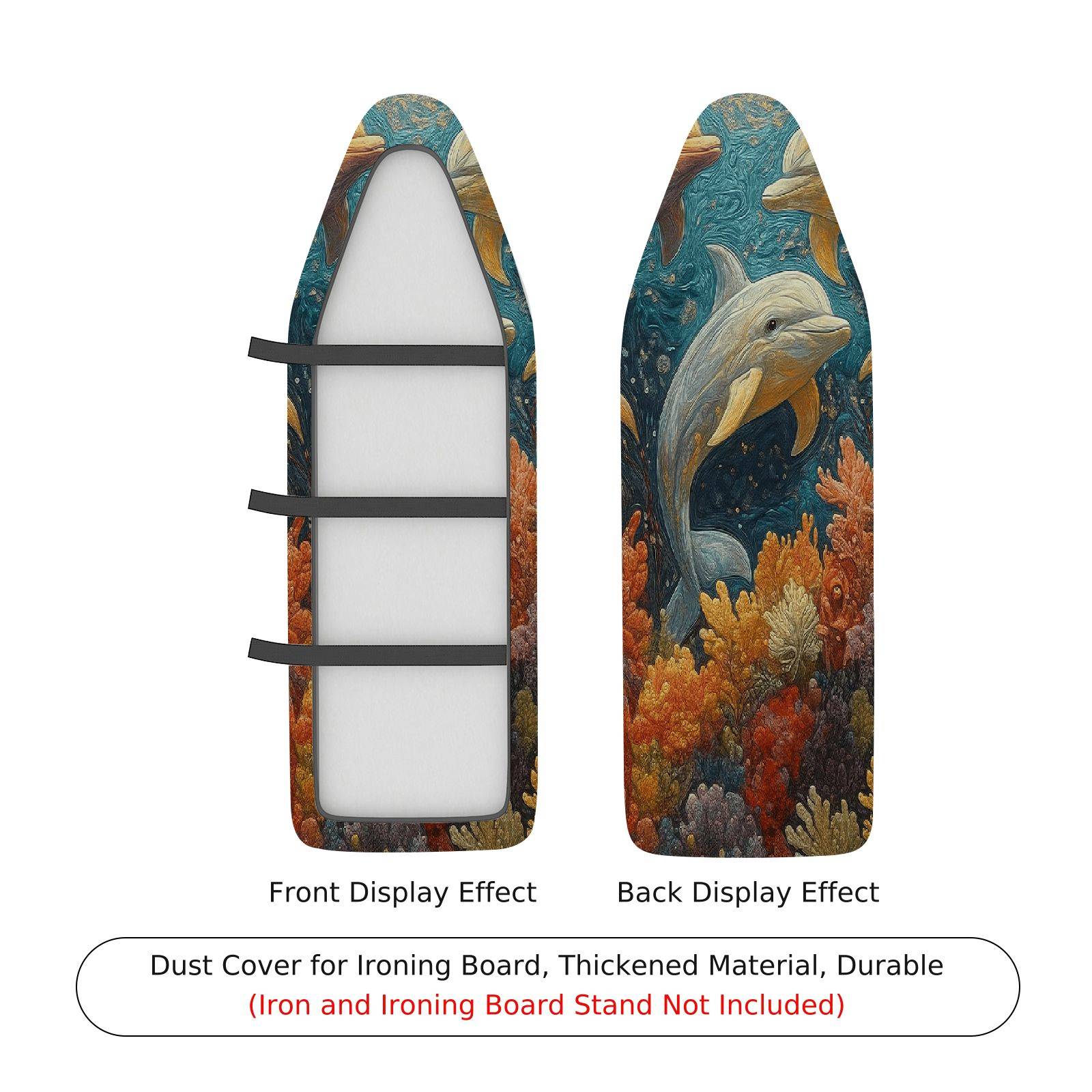 1-Piece Dolphin Ocean Fish  Ironing Board Cover, Universal Size, Without Board