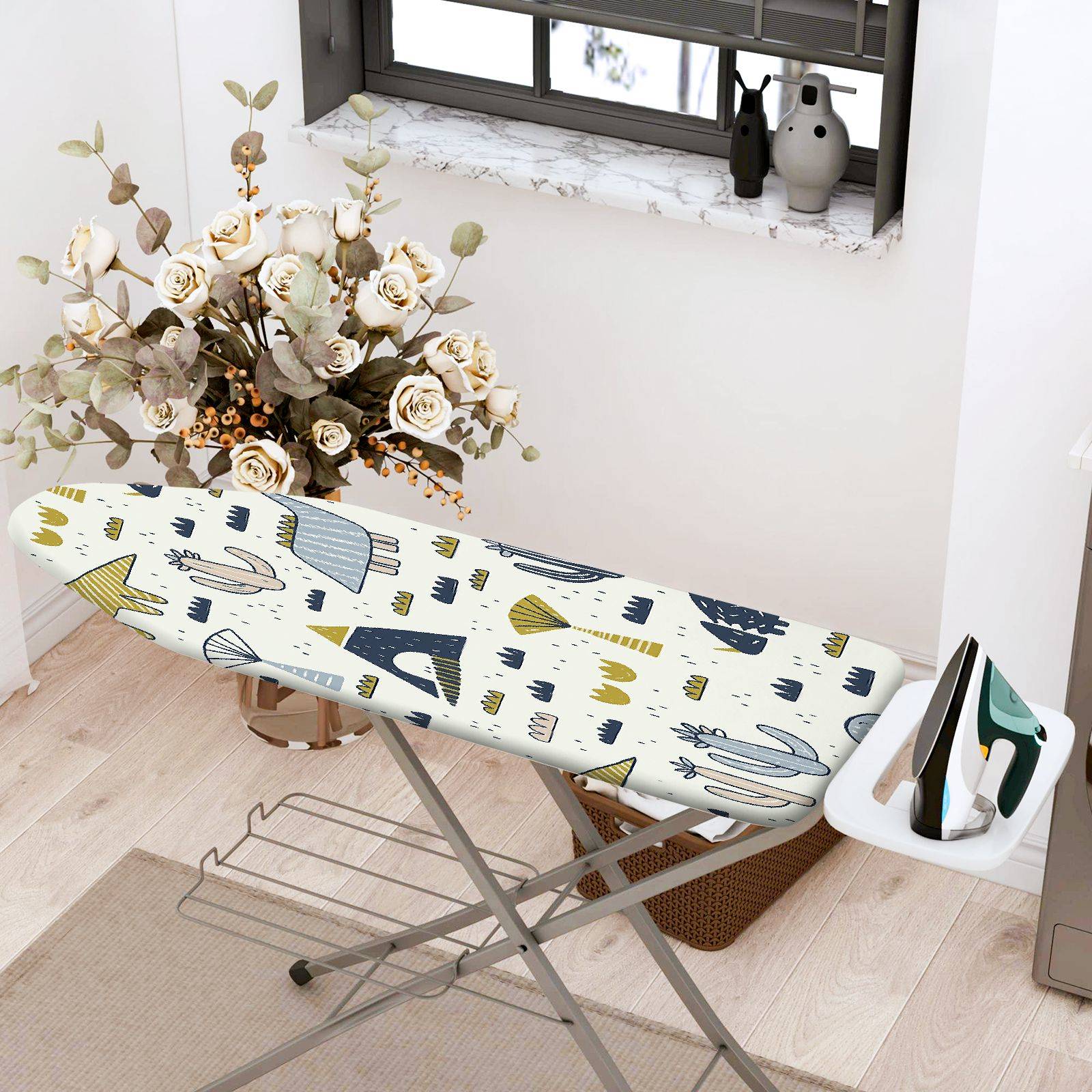 1-Piece Abstract Animals Nordic  Ironing Board Cover, Universal Size, Without Board