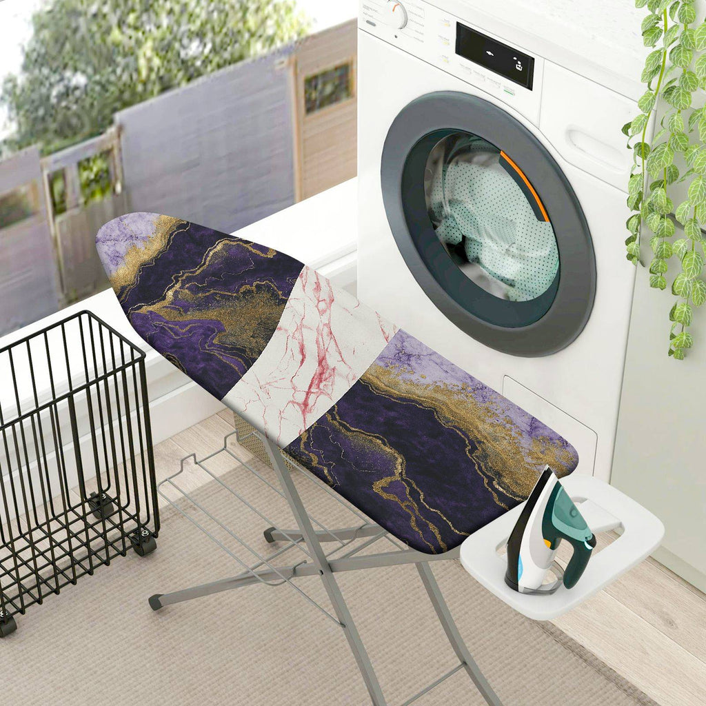 1-Piece Abstract Marble Purple White Gold  Ironing Board Cover, Universal Size, Without Board
