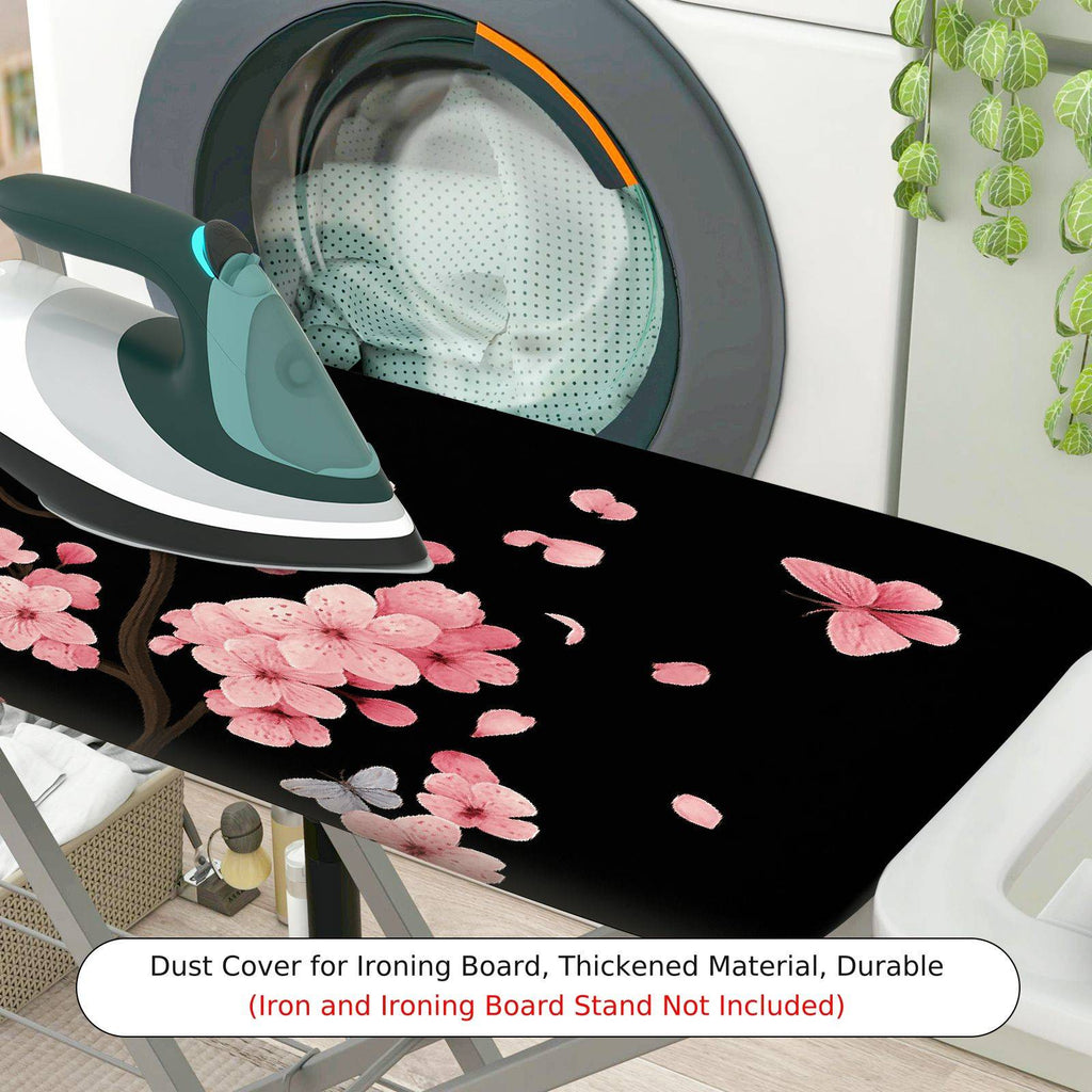 1-Piece Cherry Blossom Pink Floral Black  Ironing Board Cover, Universal Size, Without Board