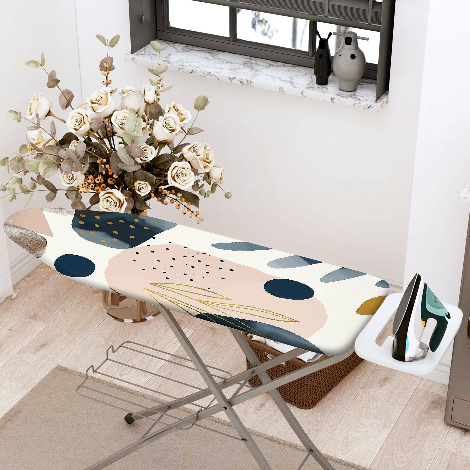 1-Piece Abstract Art Pattern Geometric Shapes Pastel Color  Ironing Board Cover, Universal Size, Without Board