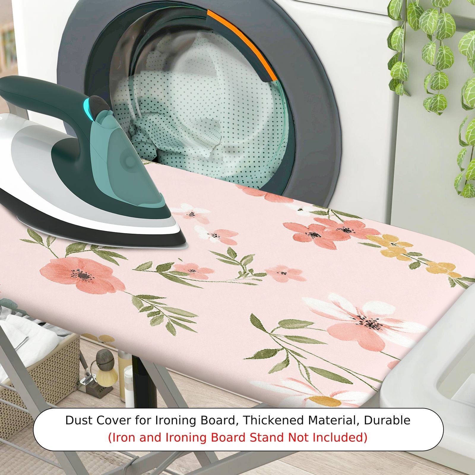 1-Piece Floral Pattern Pink Decorative  Ironing Board Cover, Universal Size, Without Board