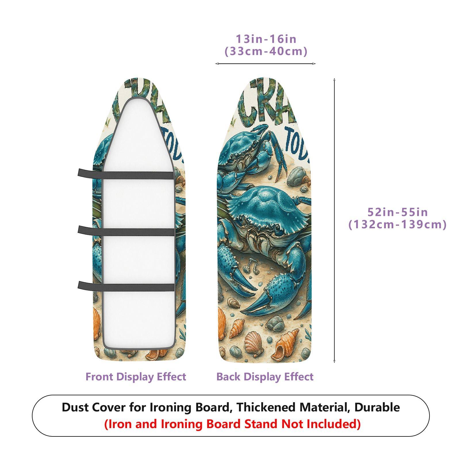 1-Piece Crab Beach Ocean  Ironing Board Cover, Universal Size, Without Board