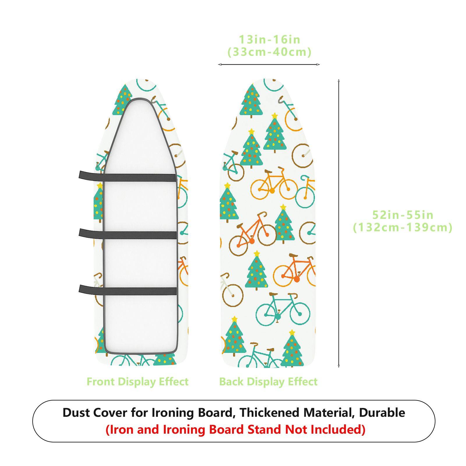 1-Piece Christmas Bicycle Forest  Ironing Board Cover, Universal Size, Without Board