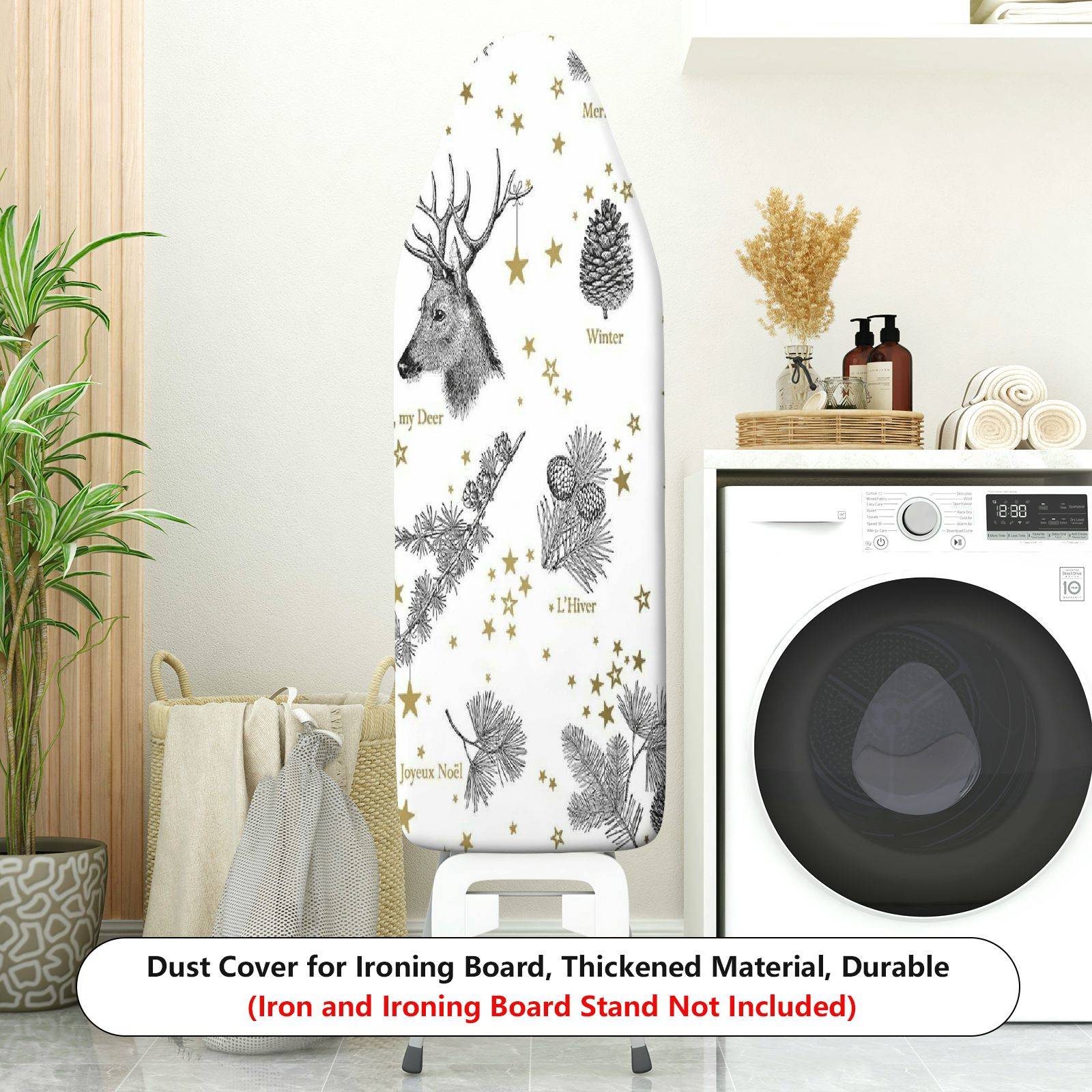 1-Piece Deer Christmas Stars  Ironing Board Cover, Universal Size, Without Board