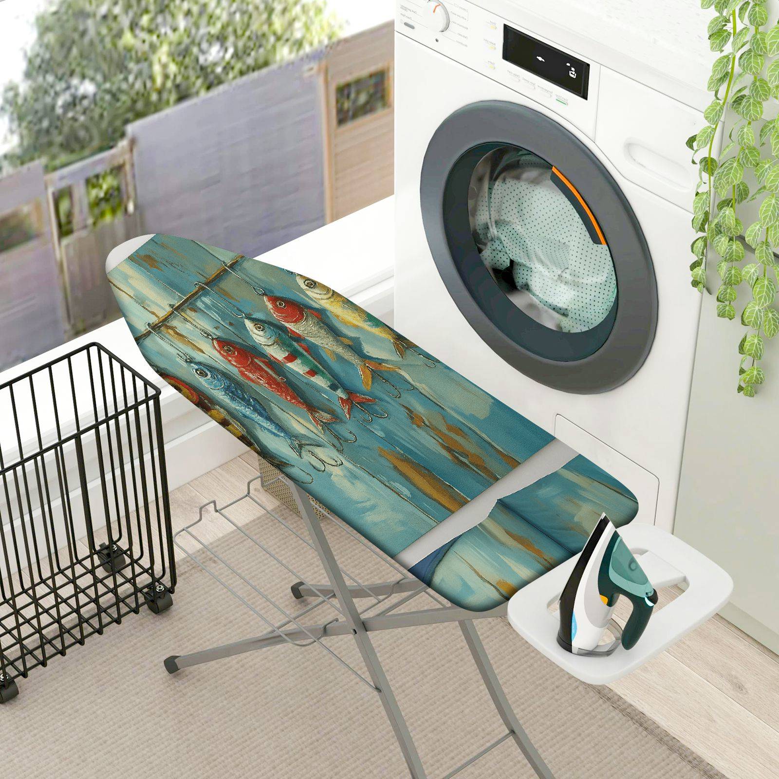 1-Piece Fish Ocean Nautical  Ironing Board Cover, Universal Size, Without Board