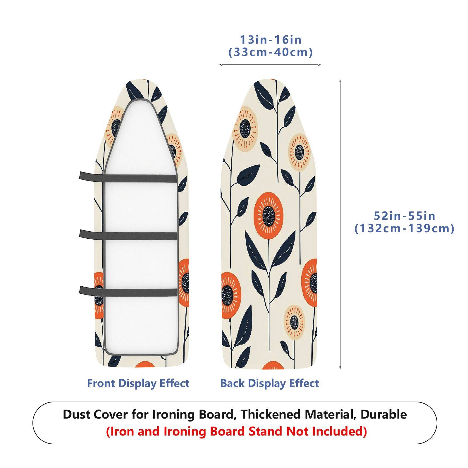 1-Piece Floral Sunflower Retro  Ironing Board Cover, Universal Size, Without Board
