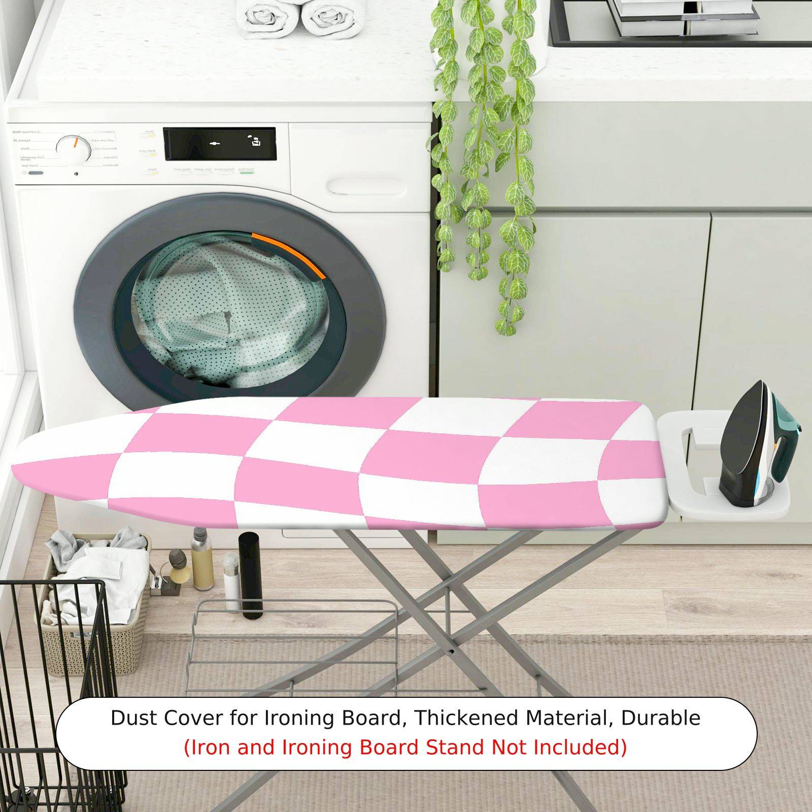 1-Piece Pink Checkerboard Geometric Pattern  Ironing Board Cover, Universal Size, Without Board
