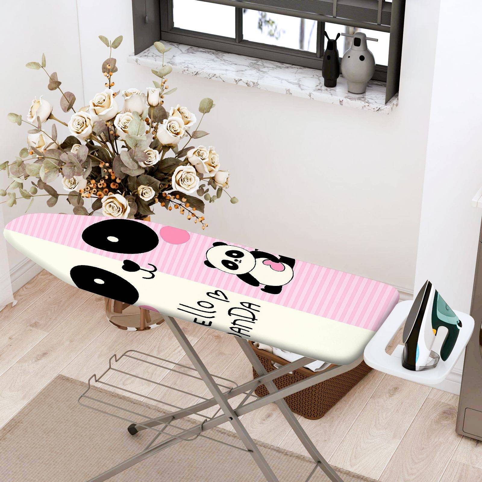 1-Piece Panda Pink Cute  Ironing Board Cover, Universal Size, Without Board