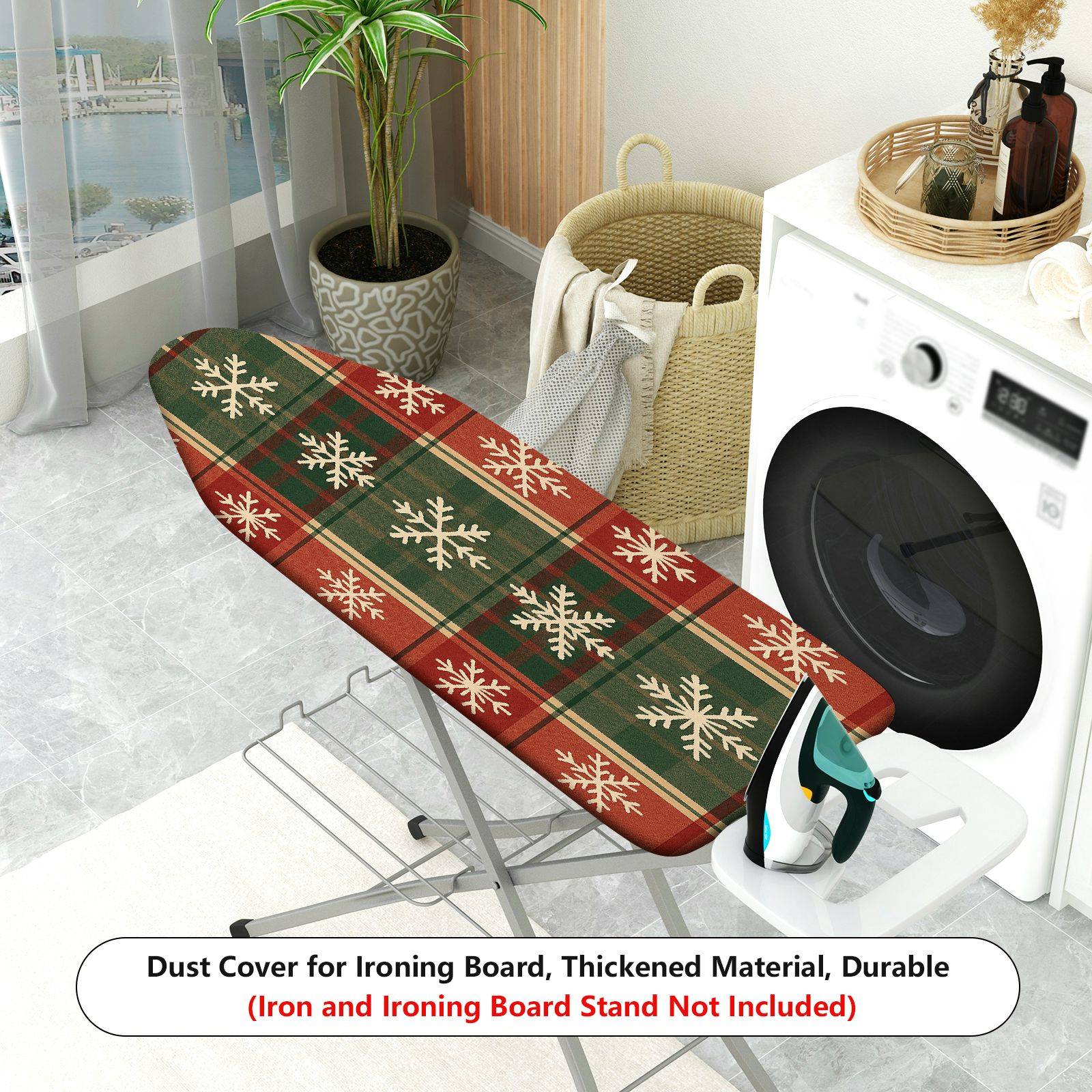 1-Piece Snowflake Plaid Christmas  Ironing Board Cover, Universal Size, Without Board