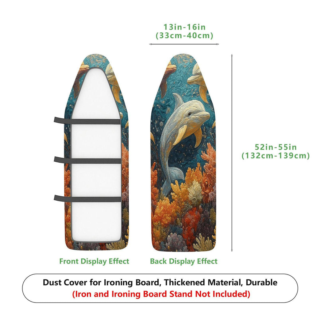 1-Piece Dolphin Ocean Fish  Ironing Board Cover, Universal Size, Without Board
