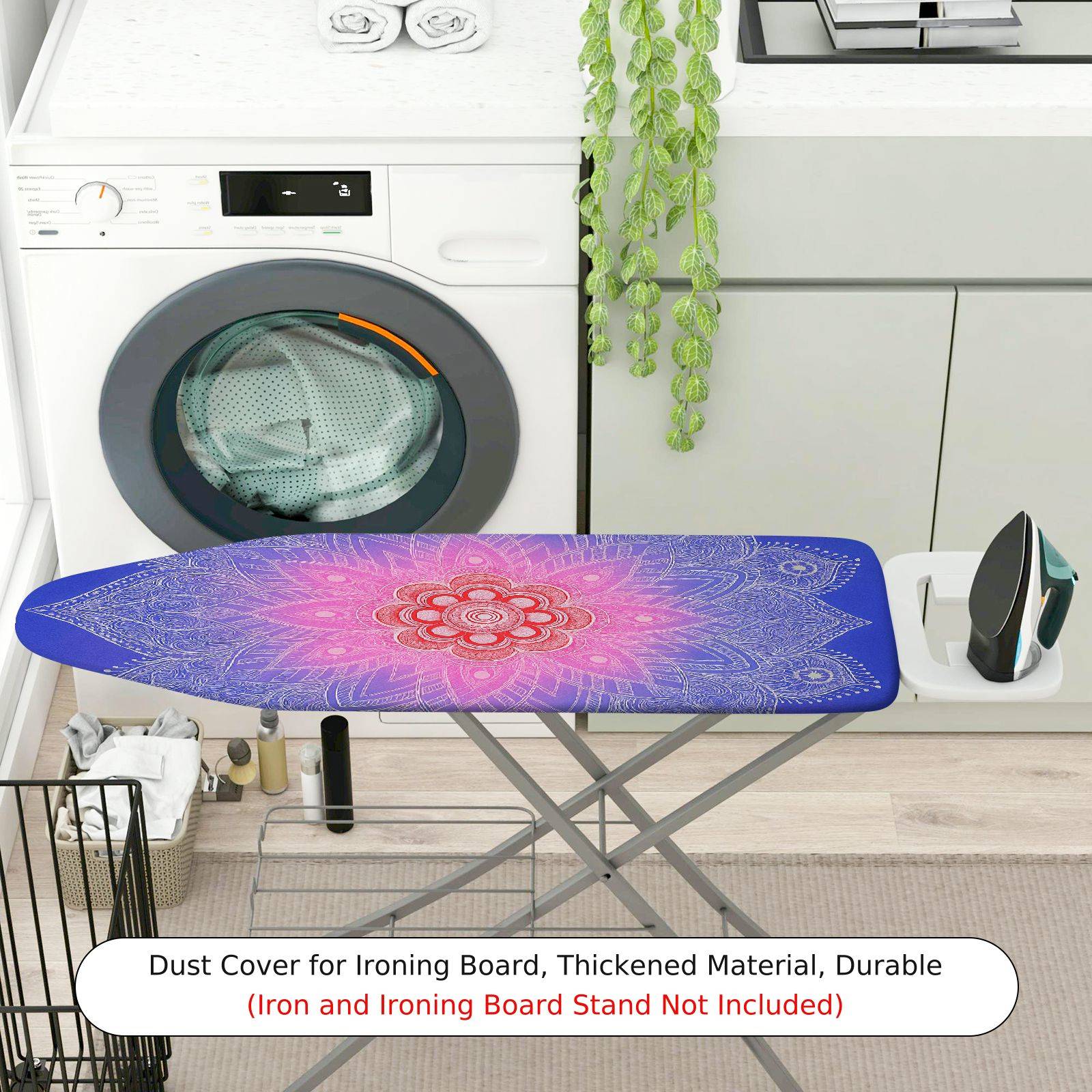 1-Piece Mandala Floral Pink  Ironing Board Cover, Universal Size, Without Board